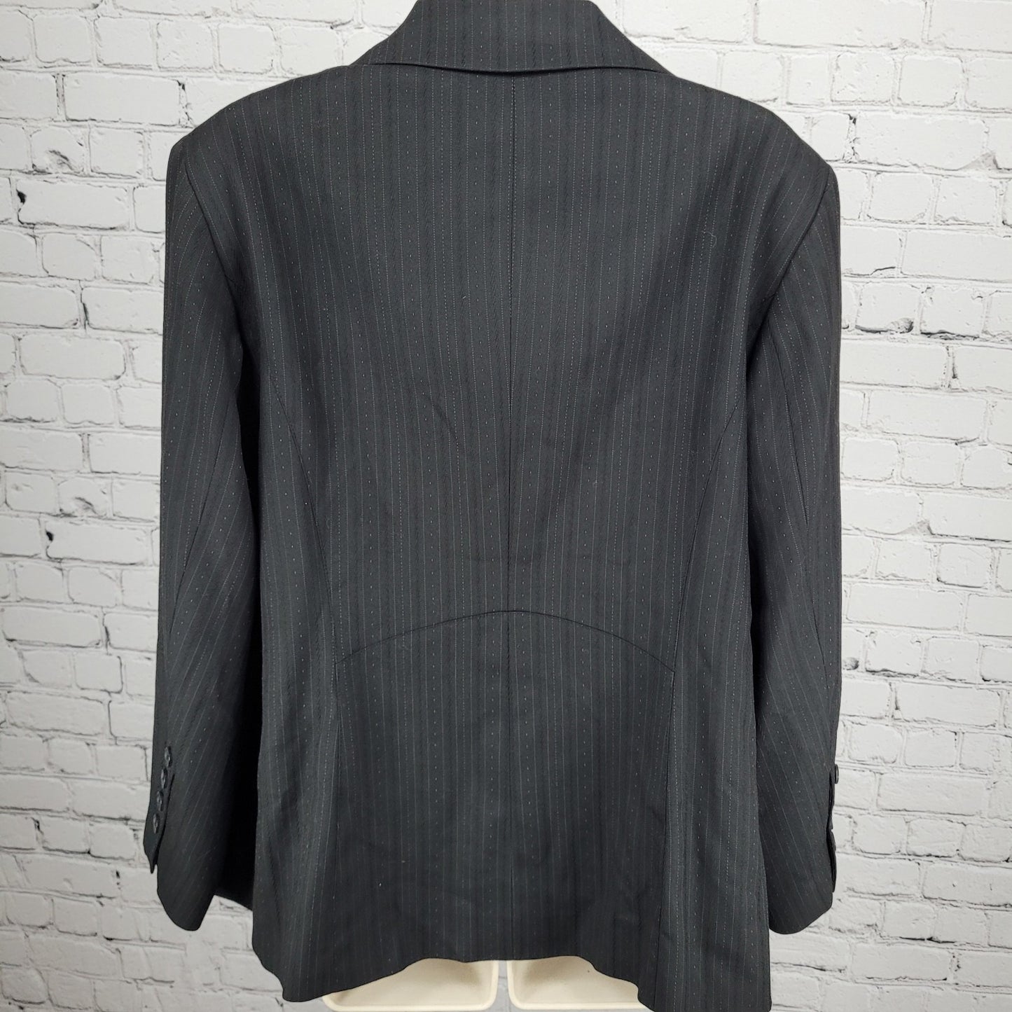 Semantiks Black Pinstriped Stretch 4 Button Notch Blazer Suit Jacket Size 14W