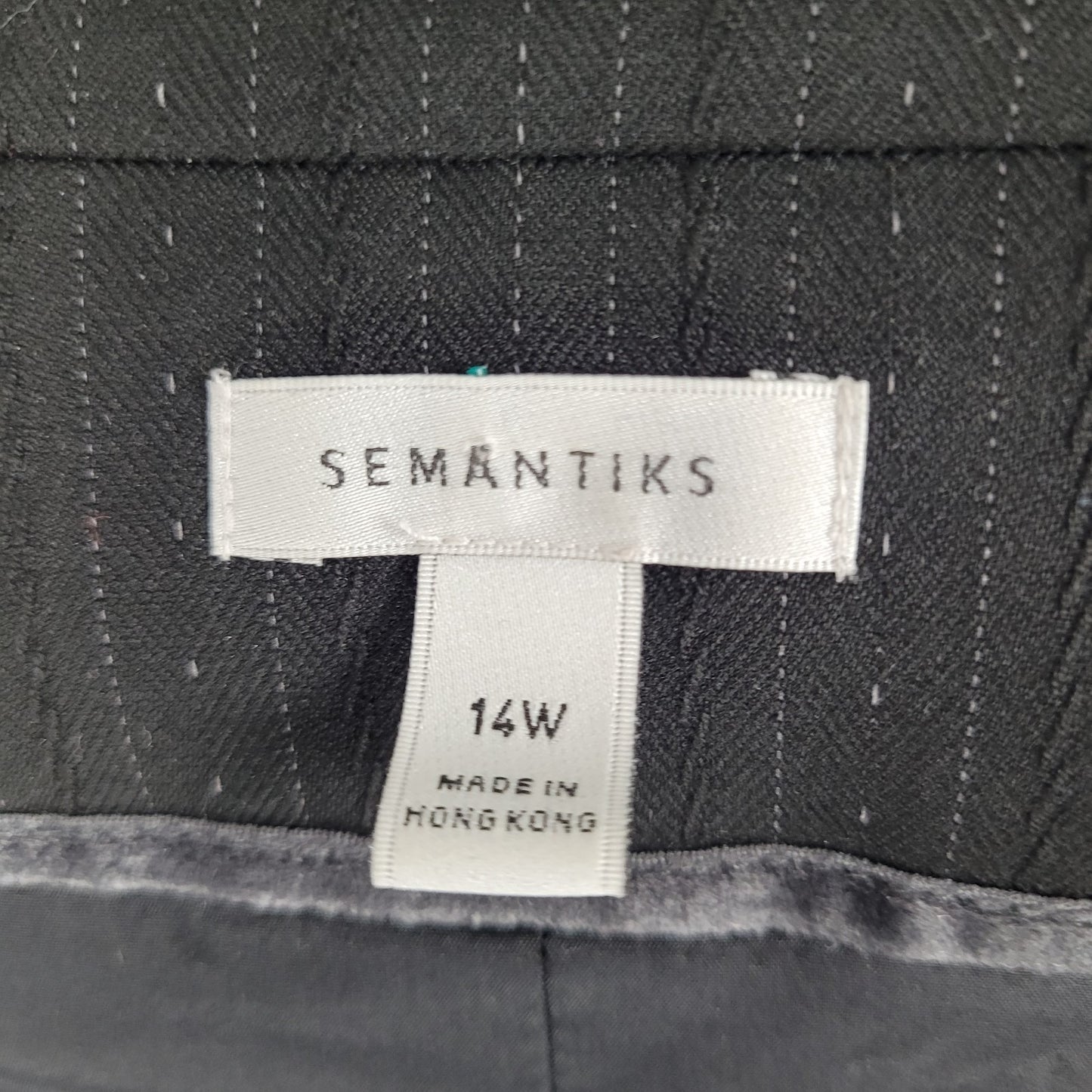 Semantiks Black Pinstriped Stretch 4 Button Notch Blazer Suit Jacket Size 14W