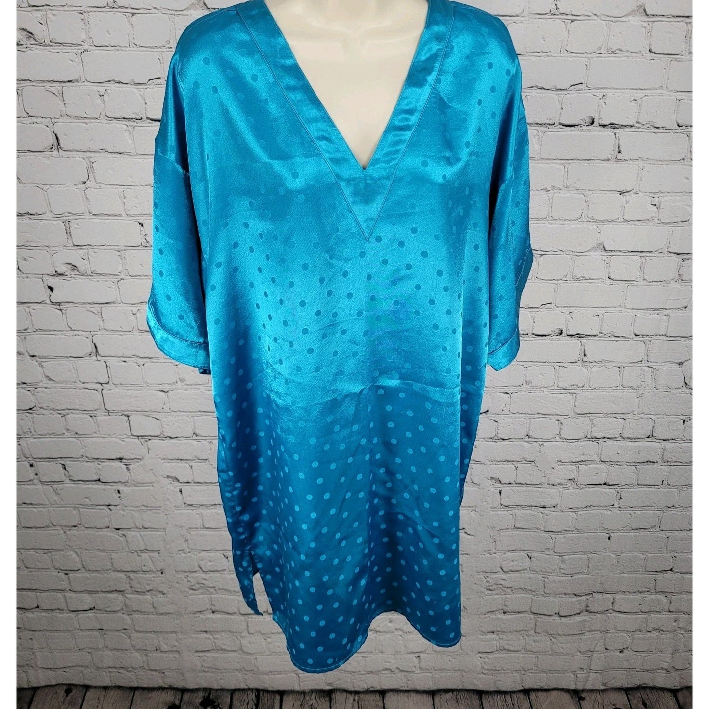VTG Victoria's Secret Gold Label Blue Silky Satin Nightgown Dress Size M/L