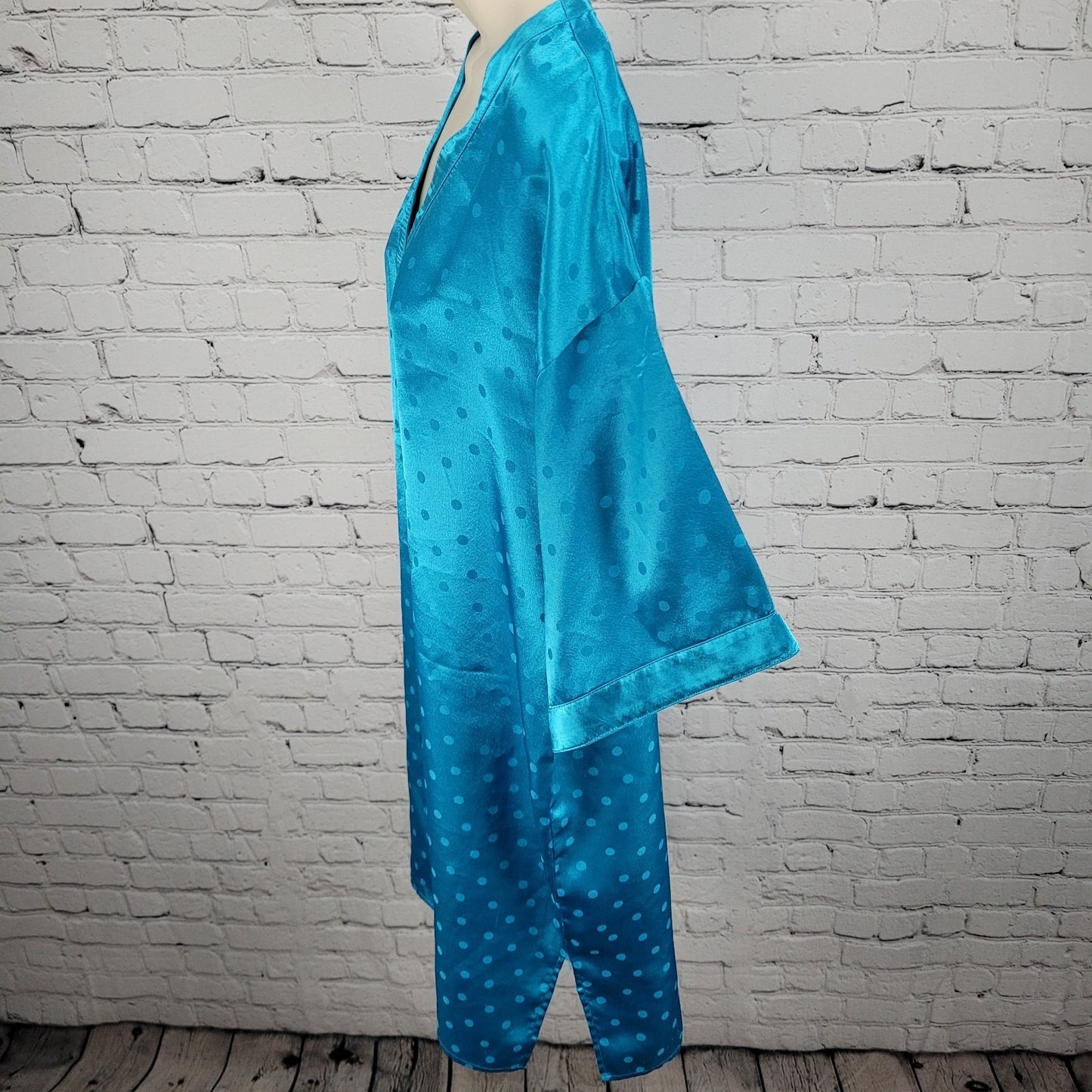 VTG Victoria's Secret Gold Label Blue Silky Satin Nightgown Dress Size M/L