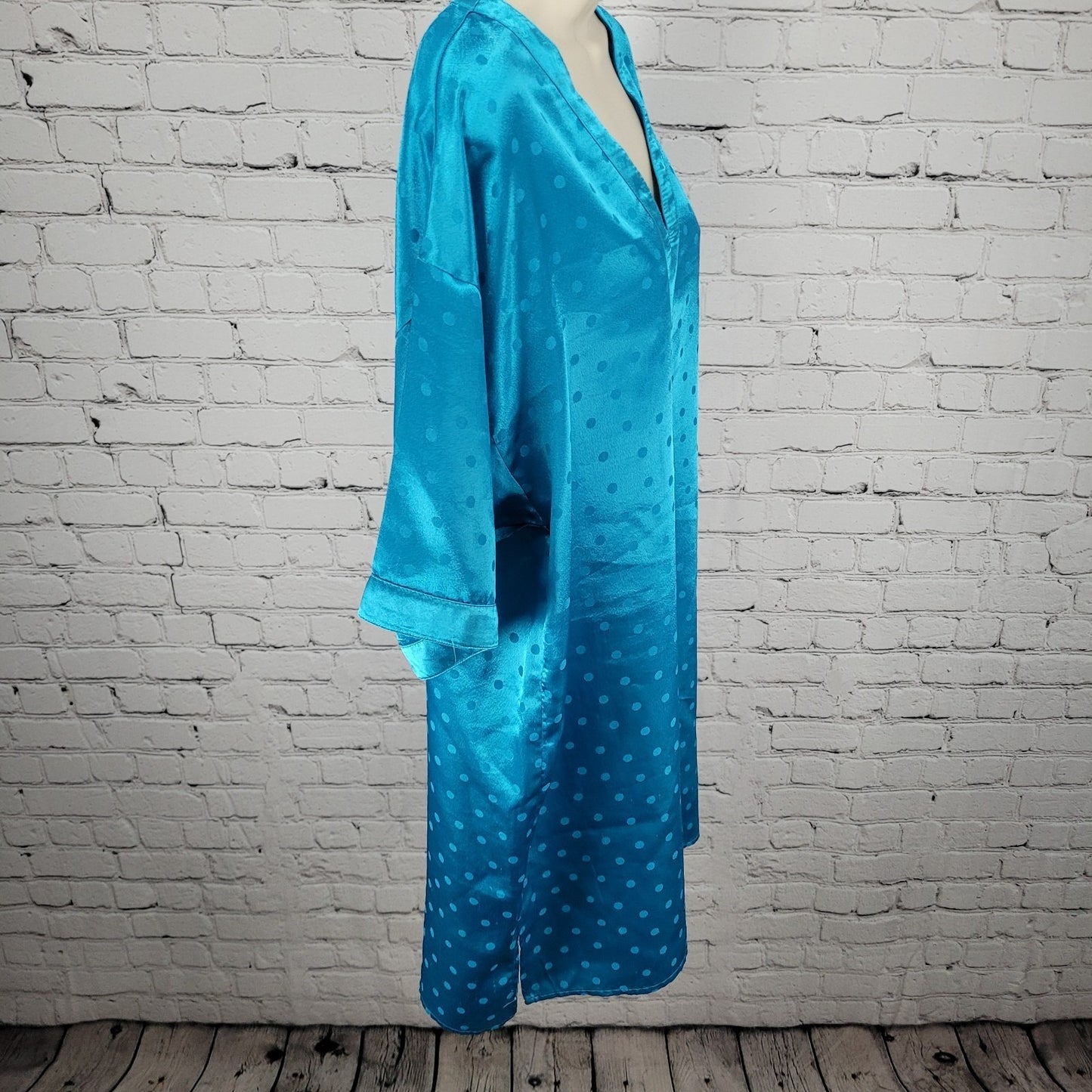 VTG Victoria's Secret Gold Label Blue Silky Satin Nightgown Dress Size M/L