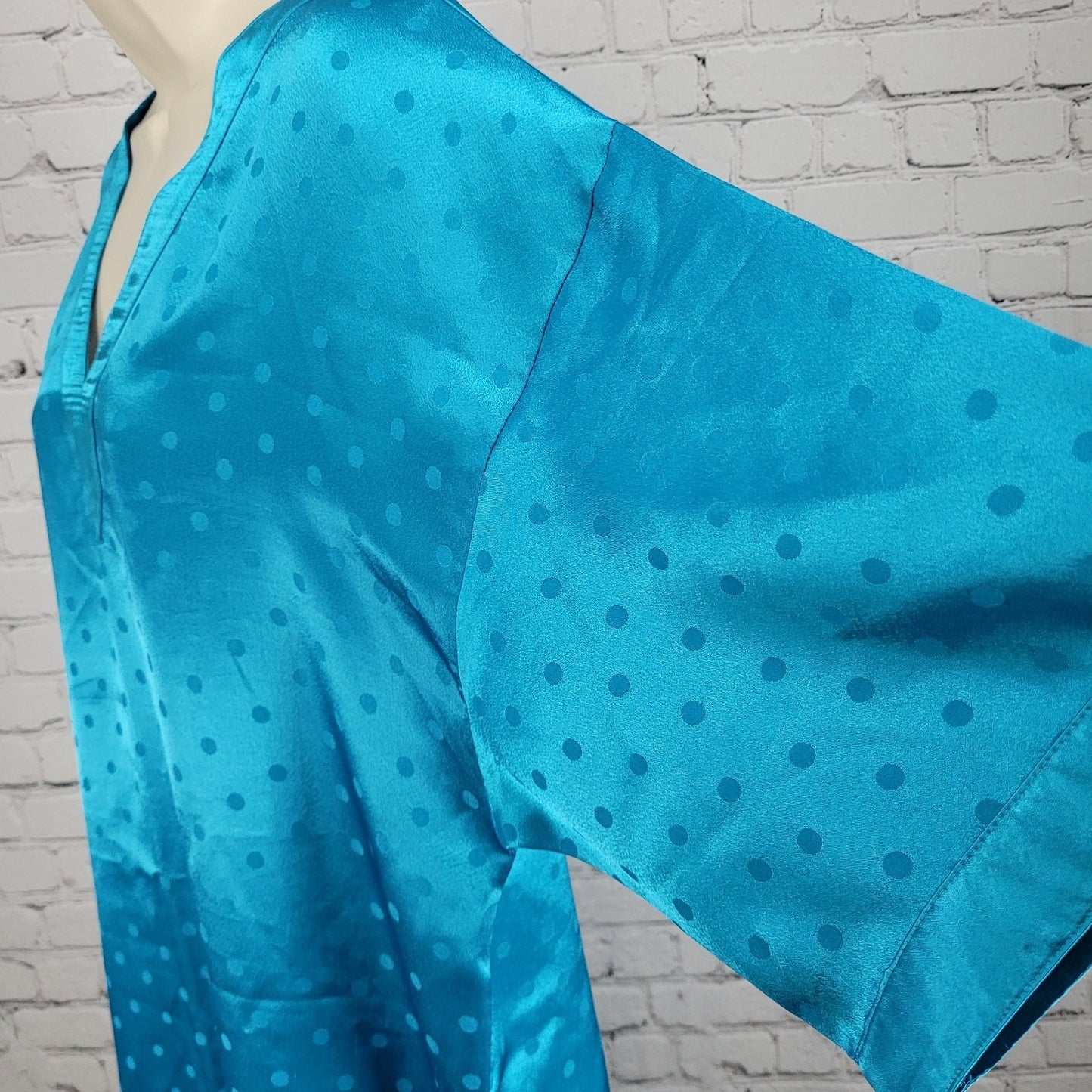 VTG Victoria's Secret Gold Label Blue Silky Satin Nightgown Dress Size M/L