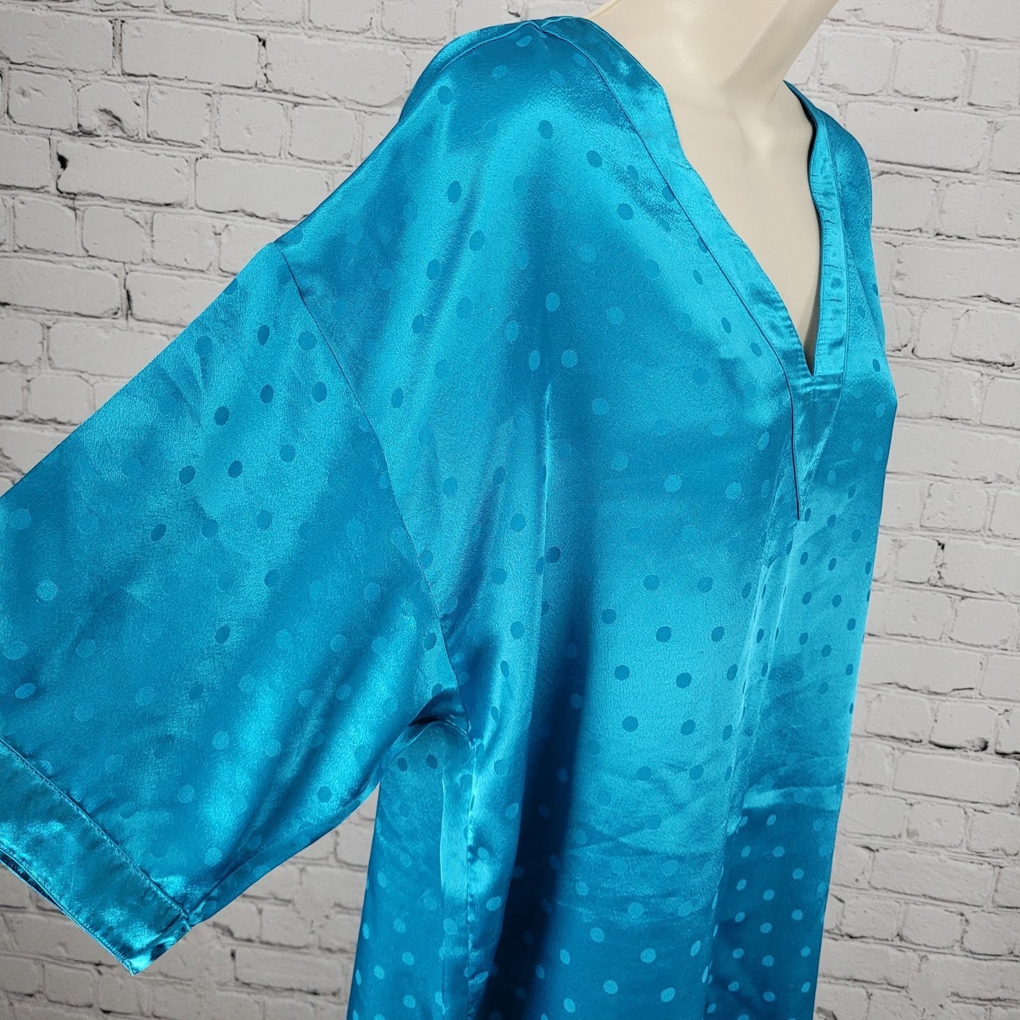 VTG Victoria's Secret Gold Label Blue Silky Satin Nightgown Dress Size M/L
