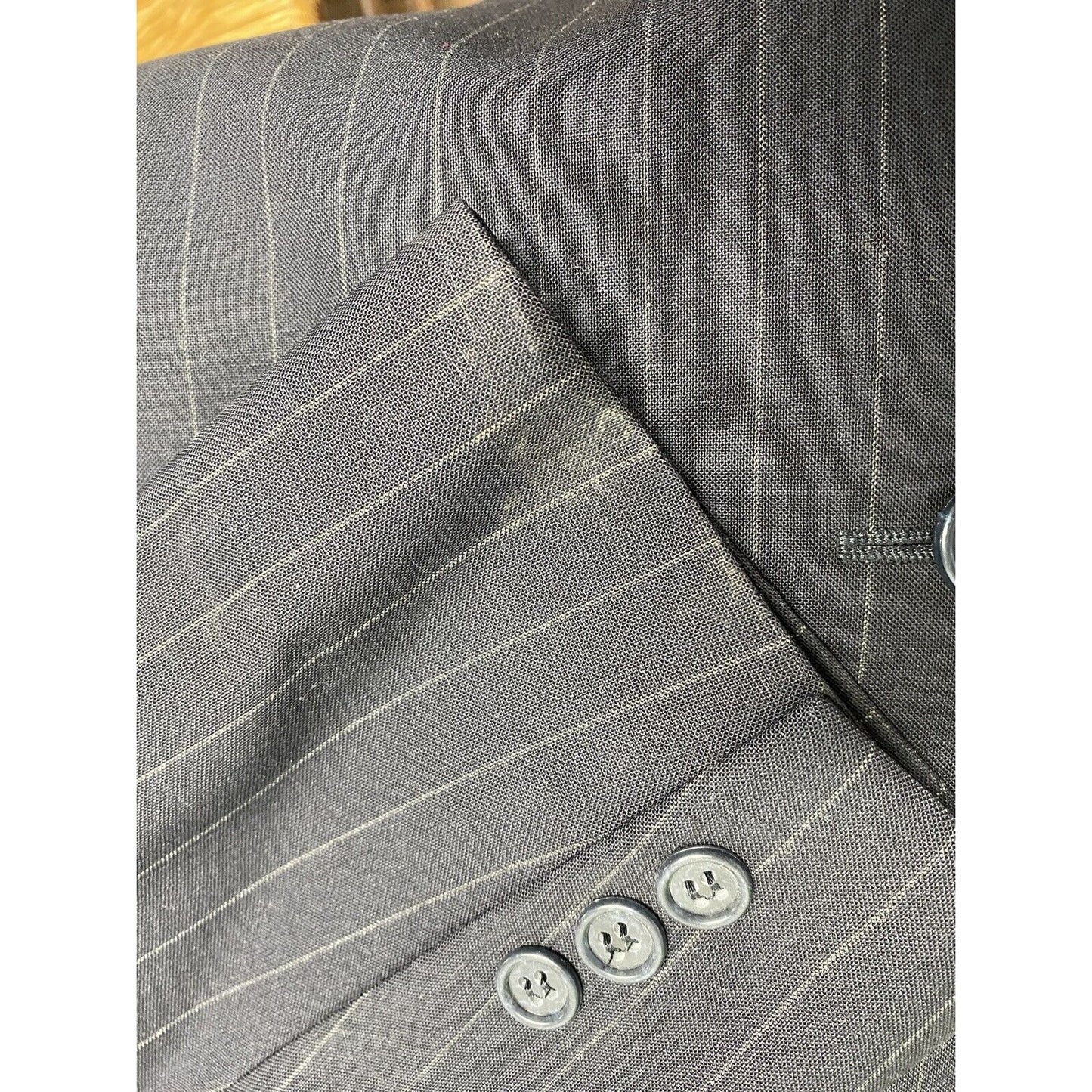 Brooks Brothers Brooksease Black Wool Striped 2 Button Blazer Jacket 43R