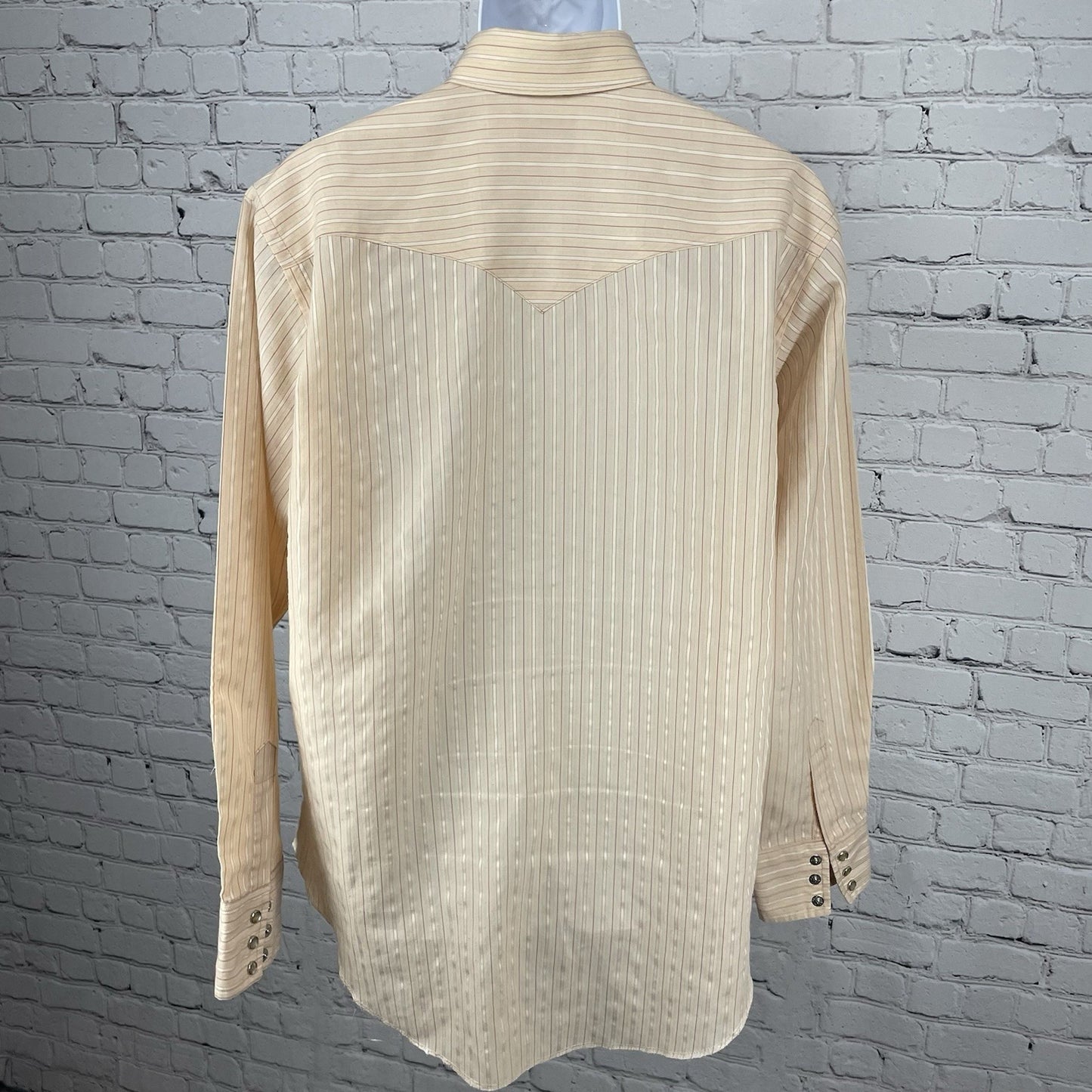 Wrangler Muted Orange Pearl Snap Western Long Tails Shirt USA Size 17-1/4x36