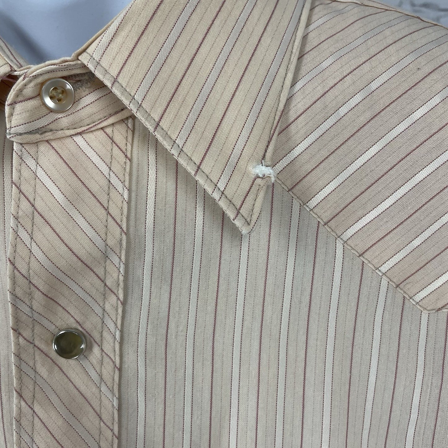 Wrangler Muted Orange Pearl Snap Western Long Tails Shirt USA Size 17-1/4x36