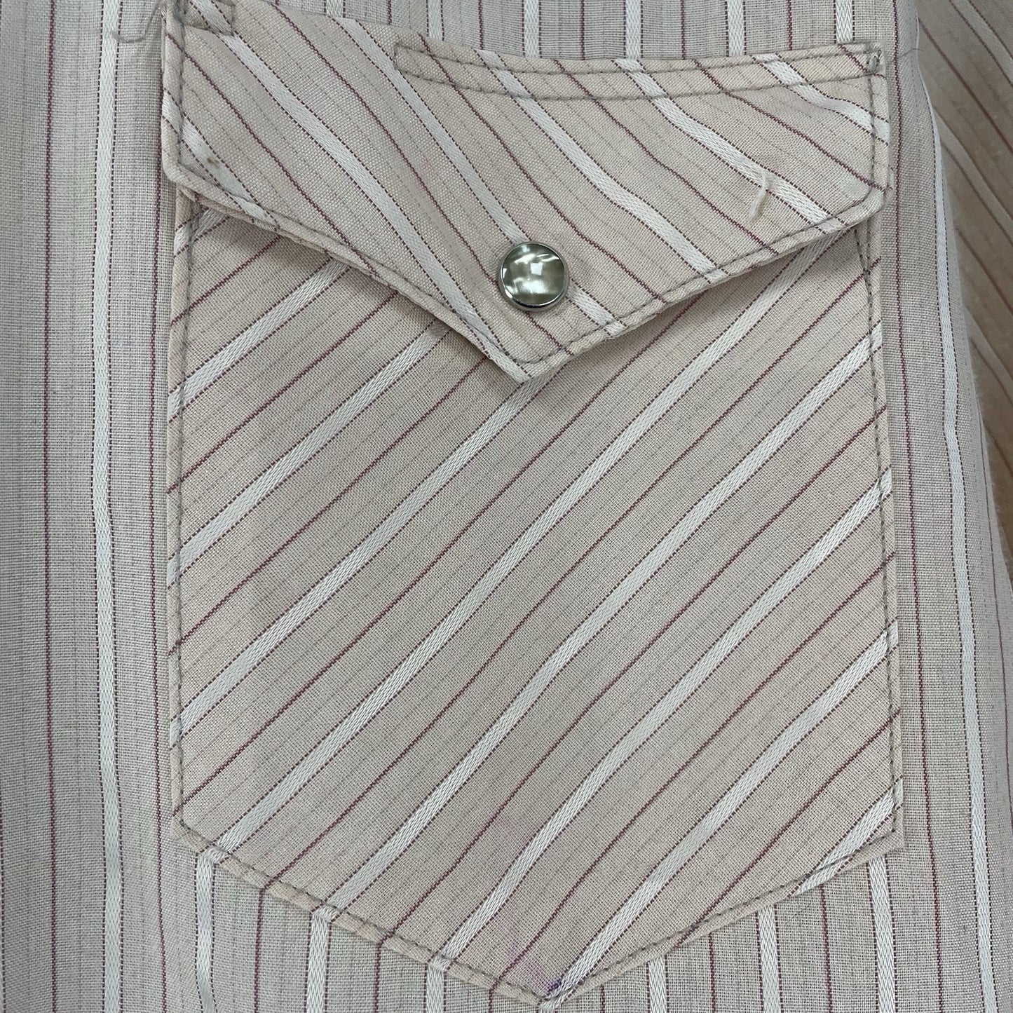 Wrangler Muted Orange Pearl Snap Western Long Tails Shirt USA Size 17-1/4x36