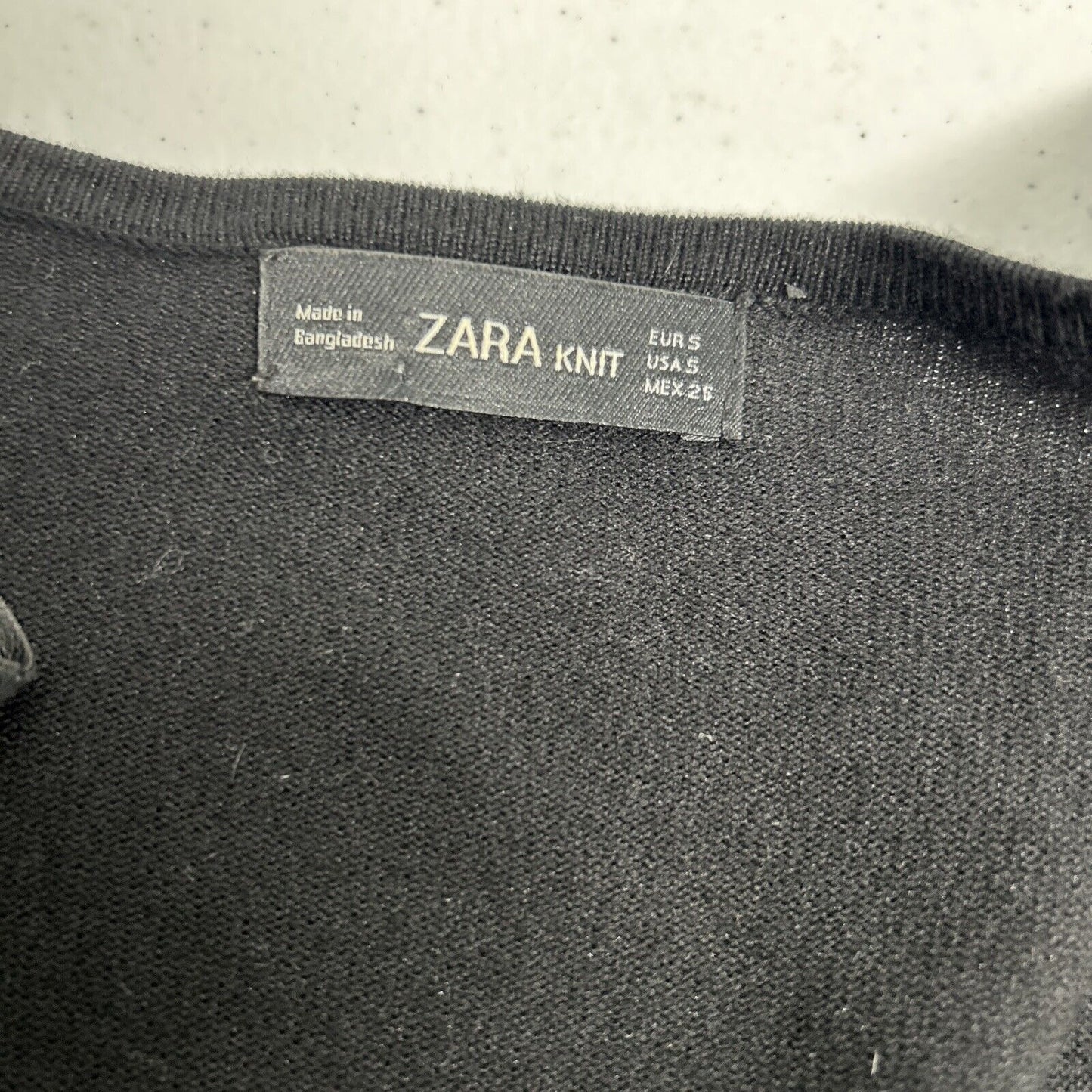 Zara Knit Black Vegan Leather Open Front Waterfall Cardigan Sweater Jacket S