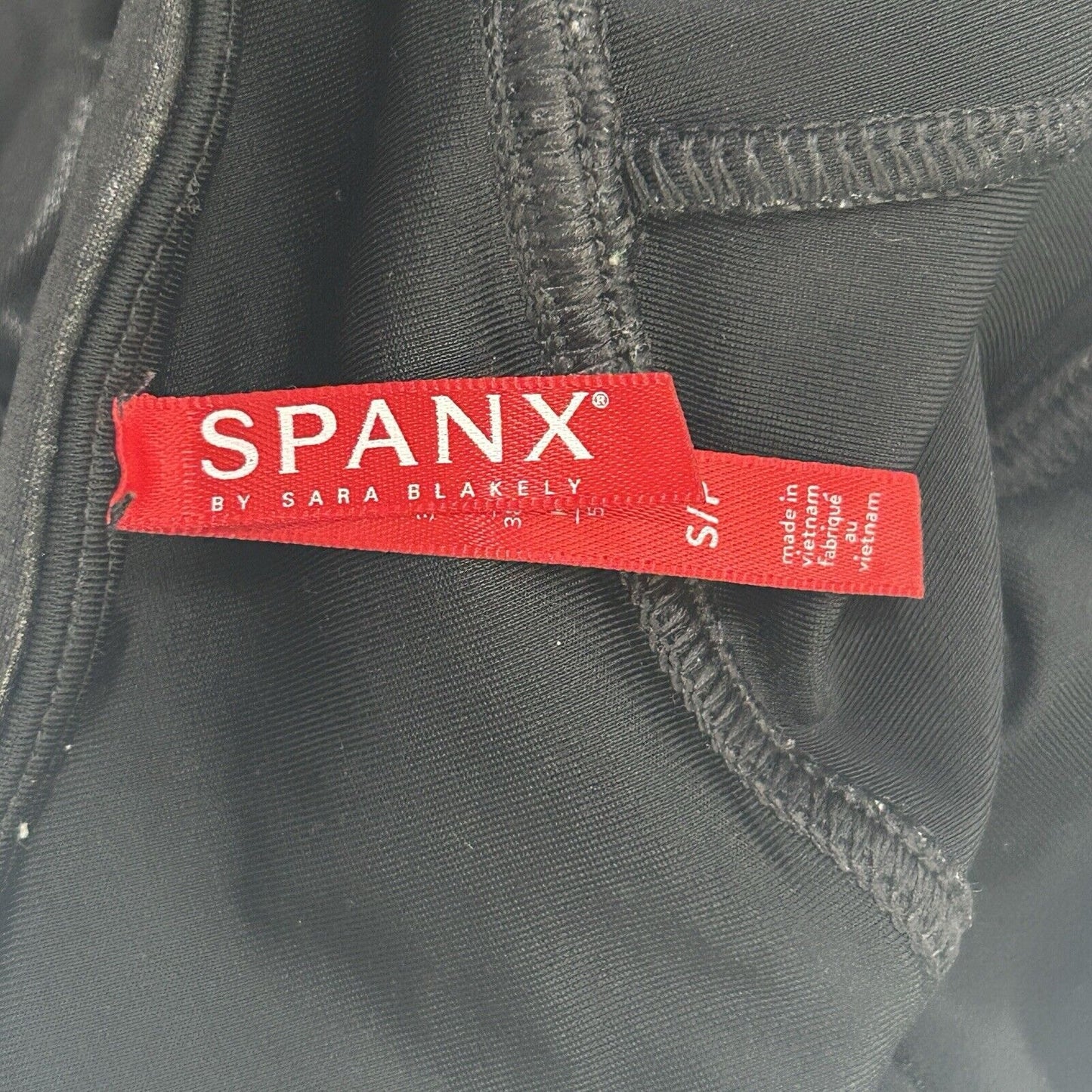 Spanx Black Faux Leather Sleek Tummy Control Leggings Size Small S (24X27)
