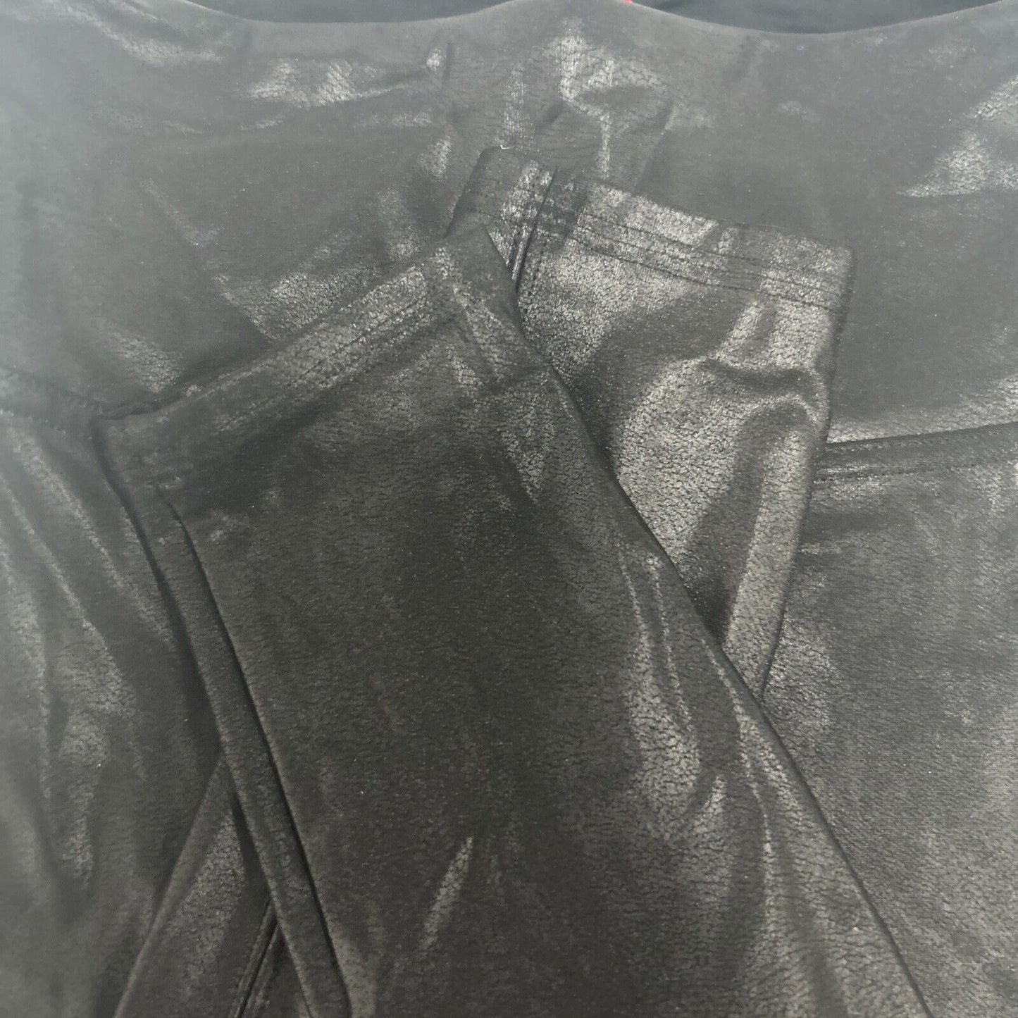 Spanx Black Faux Leather Sleek Tummy Control Leggings Size Small S (24X27)
