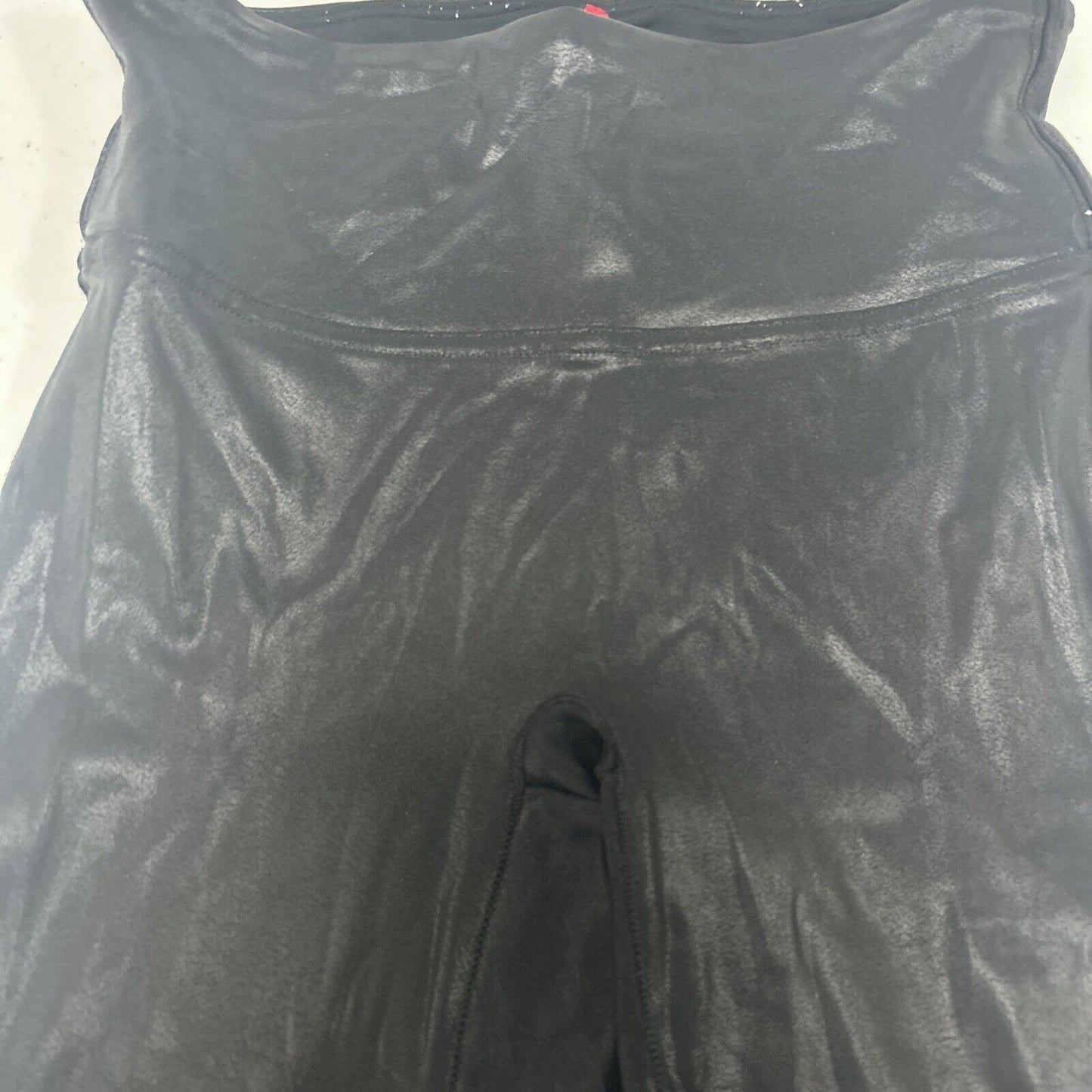 Spanx Black Faux Leather Sleek Tummy Control Leggings Size Small S (24X27)