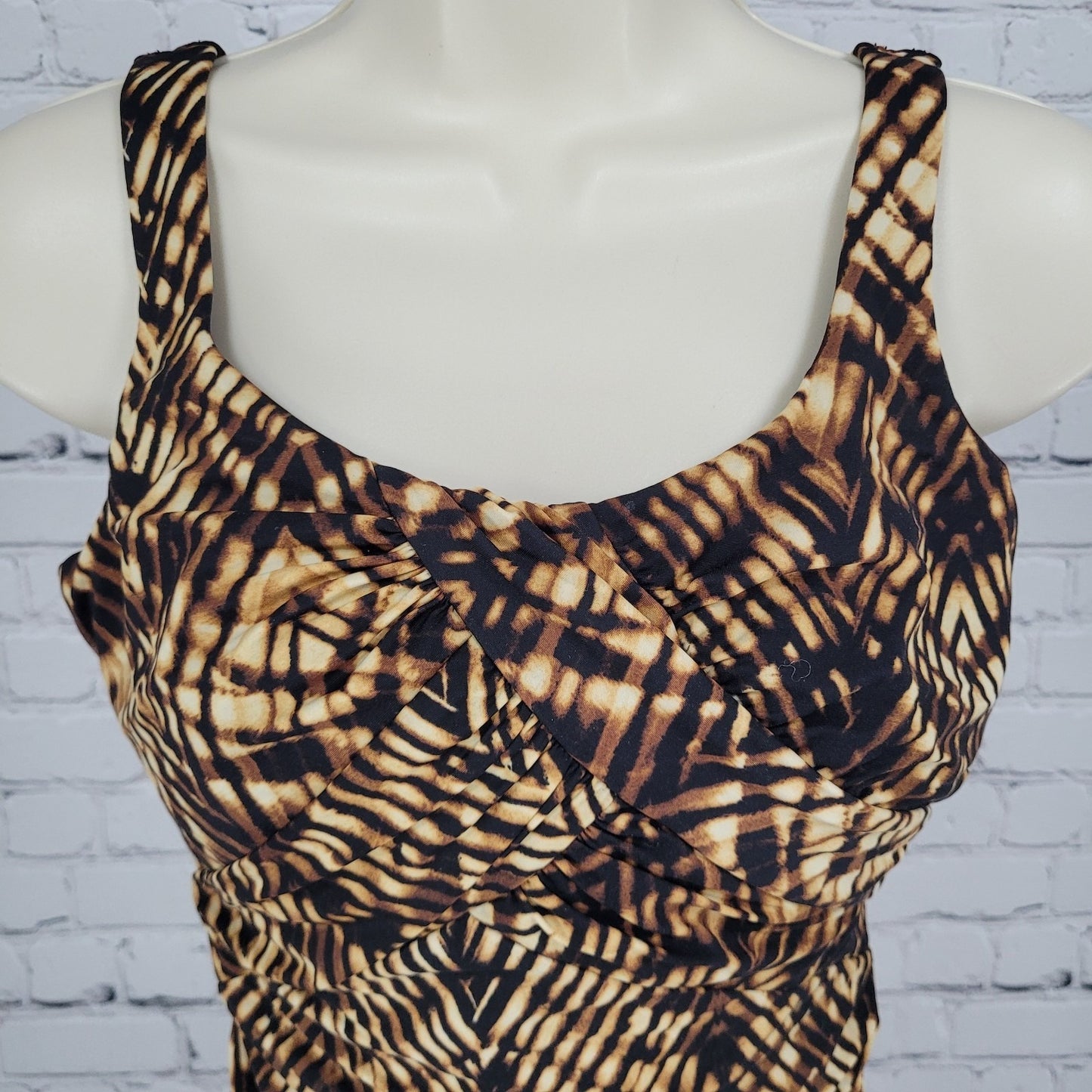 Land's End Brown Built In Underwired Bra Ruched One Piece Swimsuit Size 8