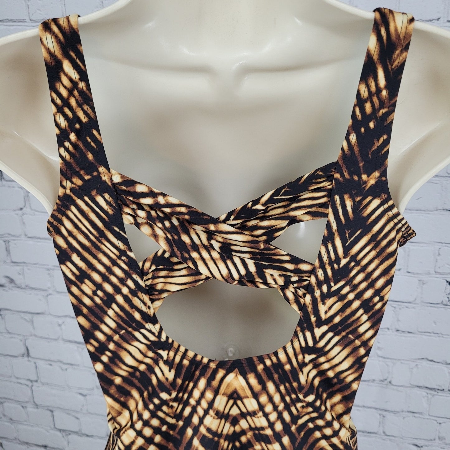 Land's End Brown Built In Underwired Bra Ruched One Piece Swimsuit Size 8