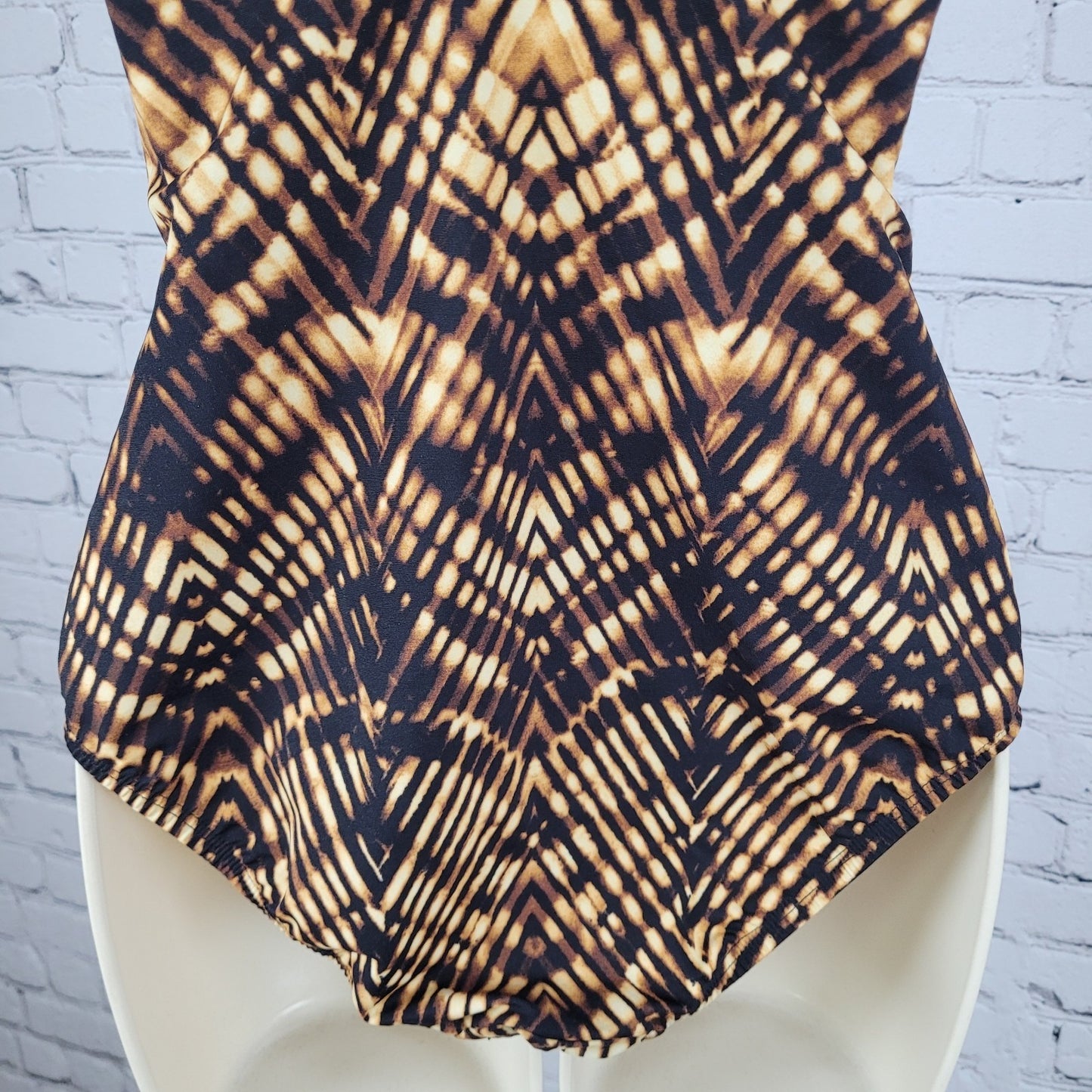 Land's End Brown Built In Underwired Bra Ruched One Piece Swimsuit Size 8