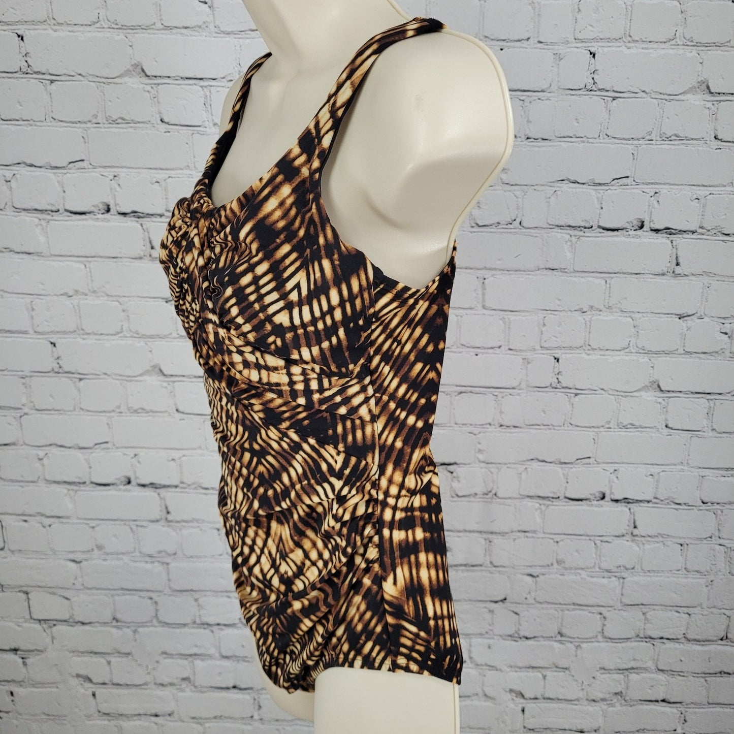 Land's End Brown Built In Underwired Bra Ruched One Piece Swimsuit Size 8