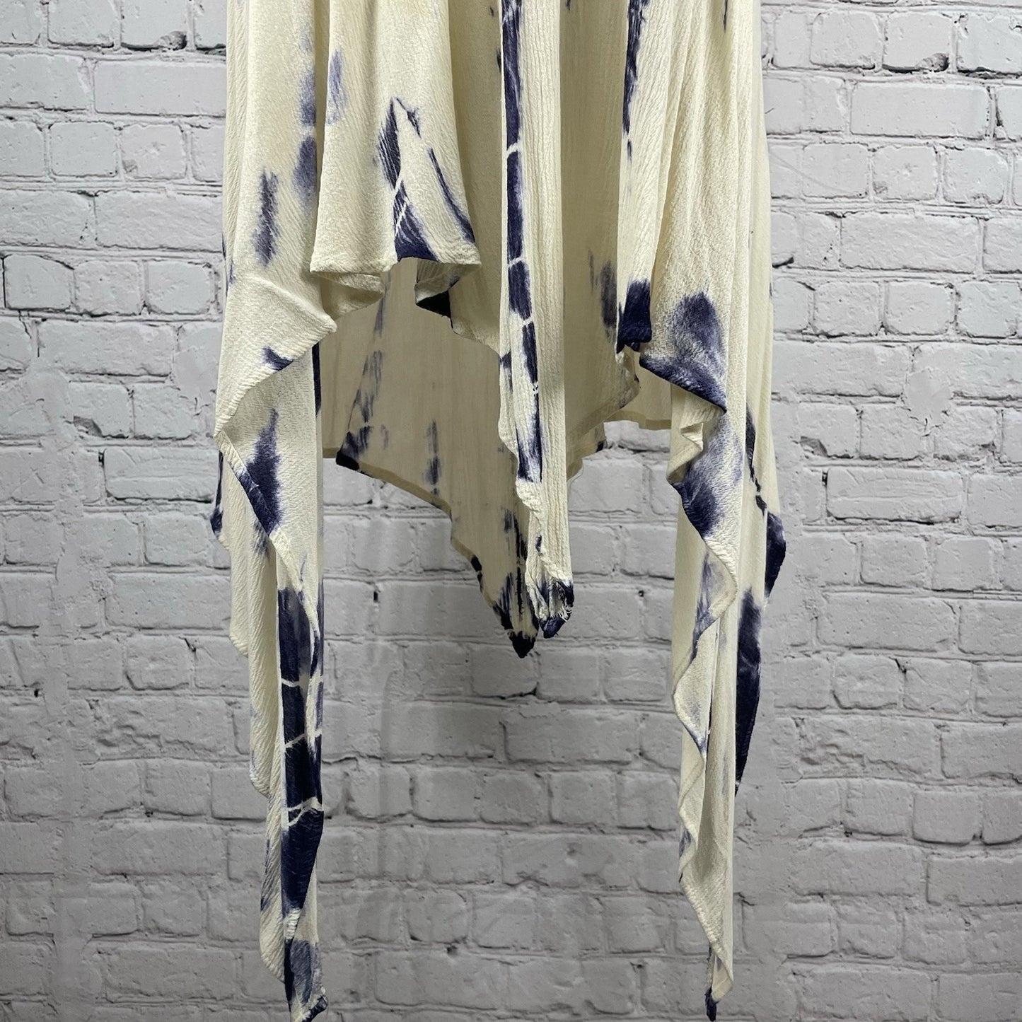 Nectar Clothing Ivory Blue Strappy Backless Lightweight Dress USA Size Large L