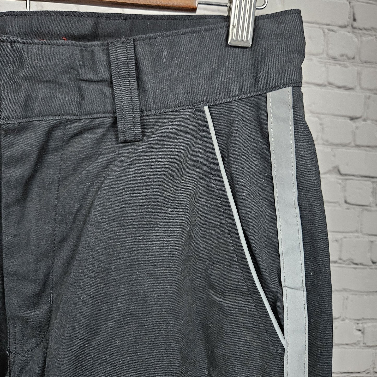 Tesla Black Relective Stripe Straight Leg Workwear Casual Chino Pants 30x30