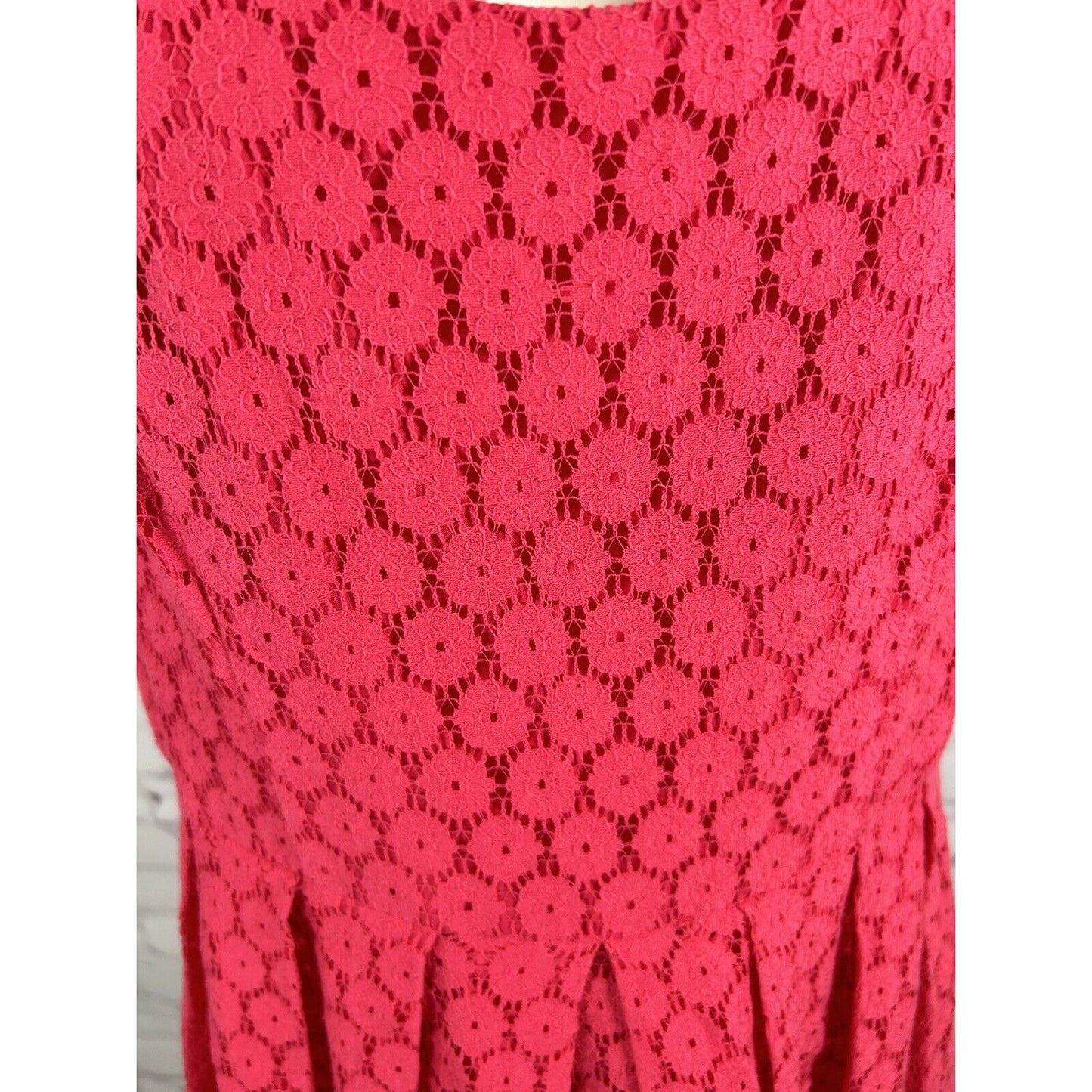 Donna Morgan Pink Lace Overlay Sleeveless Pleated A Line Dress Women’s 10