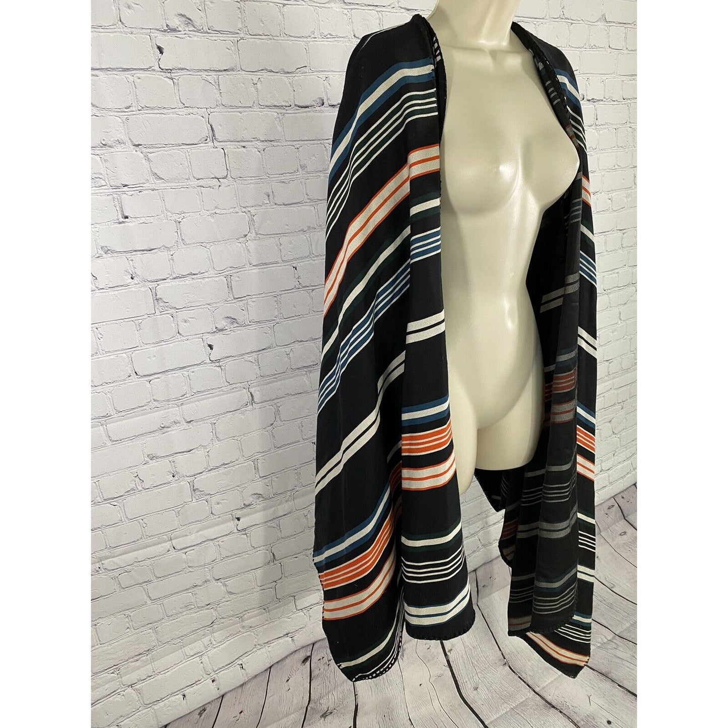 Kenzo Paris Asymmetrical Striped Multicolor Cape Wool Viscose M Medium