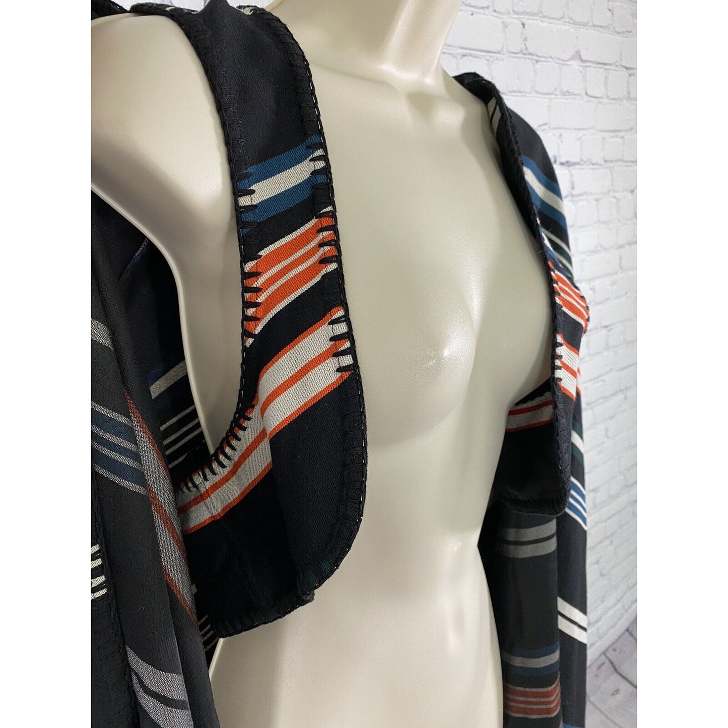 Kenzo Paris Asymmetrical Striped Multicolor Cape Wool Viscose M Medium