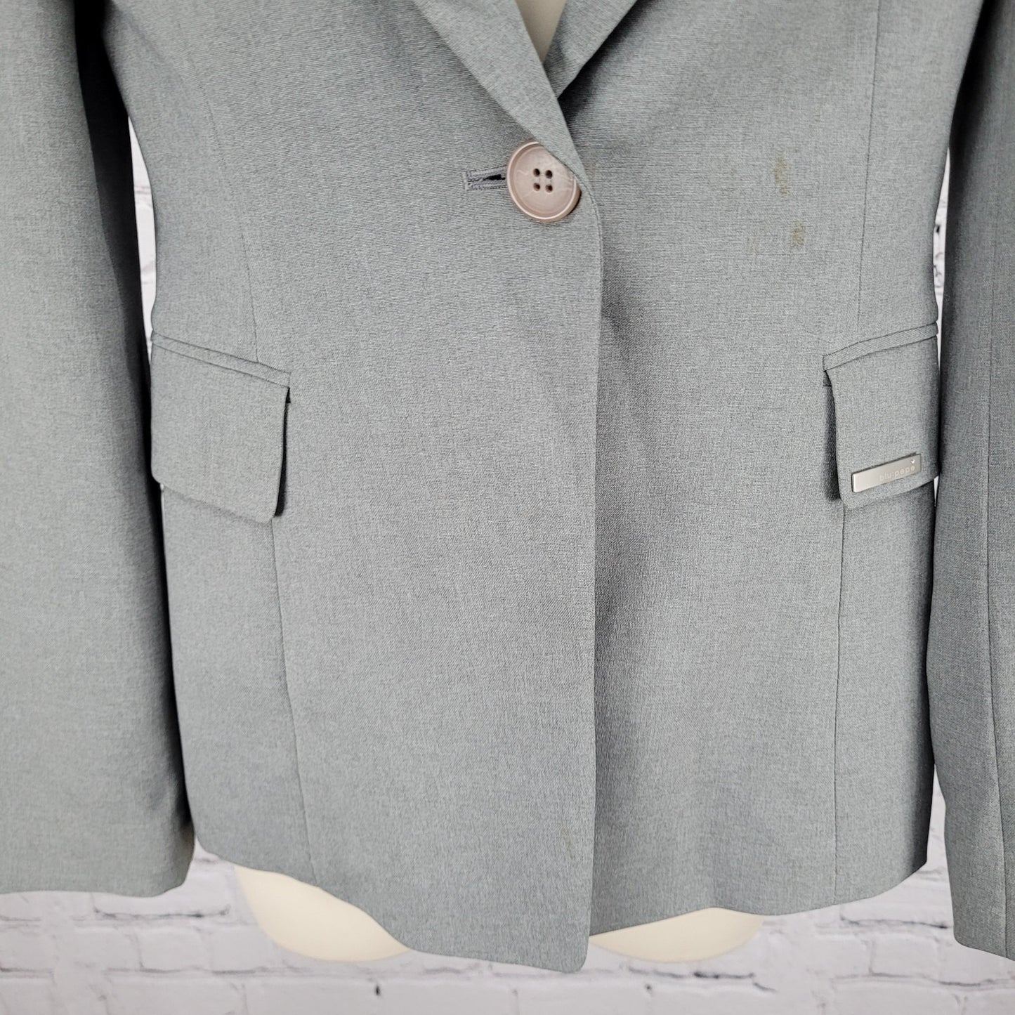 Pepe Grey Buttoned Double Vented Lightweight Blazer Suit Jacket Size Medium M