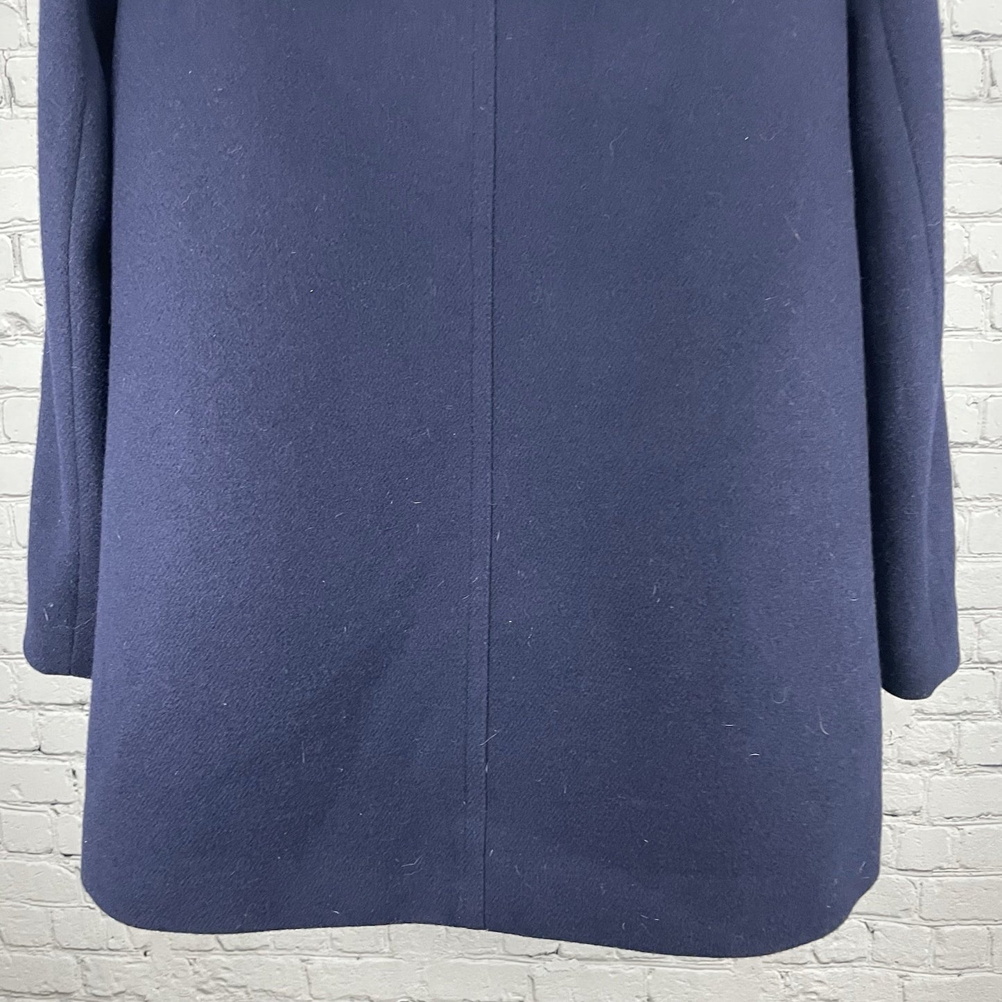 J.CREW Navy Wool Blend Zipped Snapped Removable Fur Trim Hooded Coat Size 10