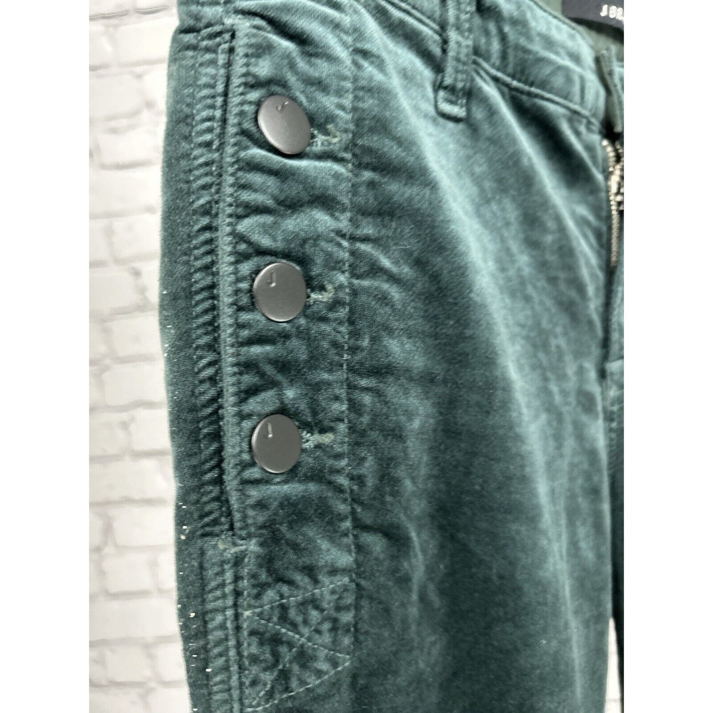 NWT J Brand Zion Green Velvet Moorland Mid Rise Skinny Jeans Size 28