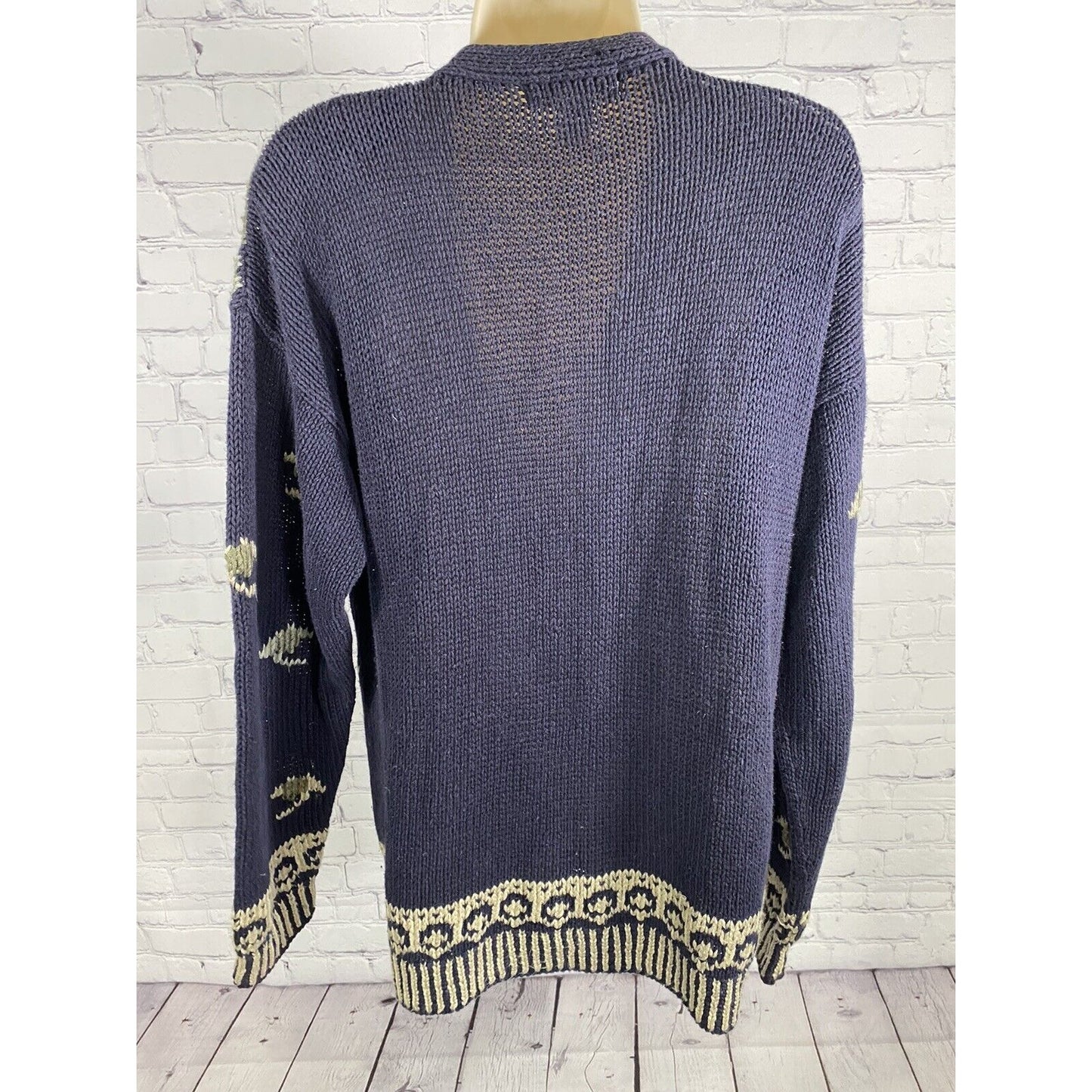 VTG Jones New York Hand Embroidered Shoulder Pad Button Up Sweater Cardigan M