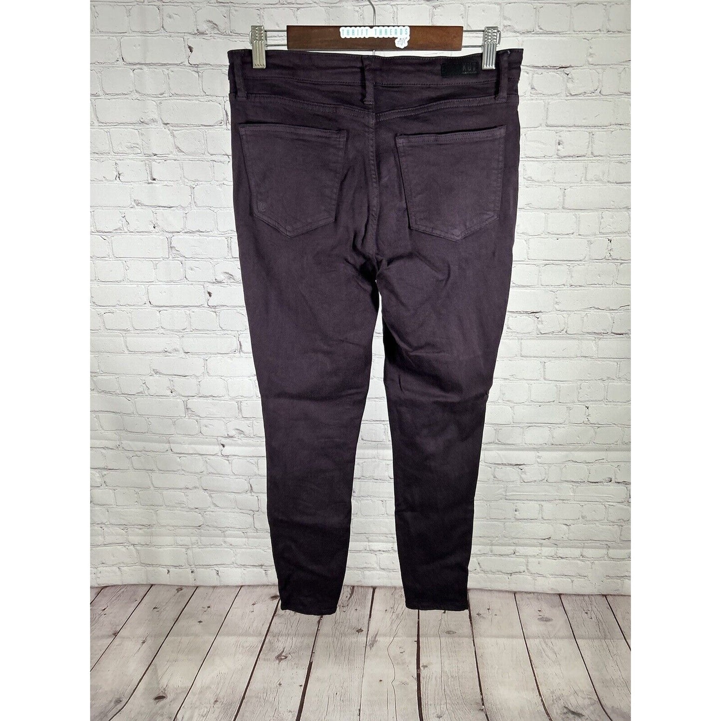 Kut from the Kloth Jeans Ankle Skinny Jeans Dark Purple Stretch Denim 6 (30x26)