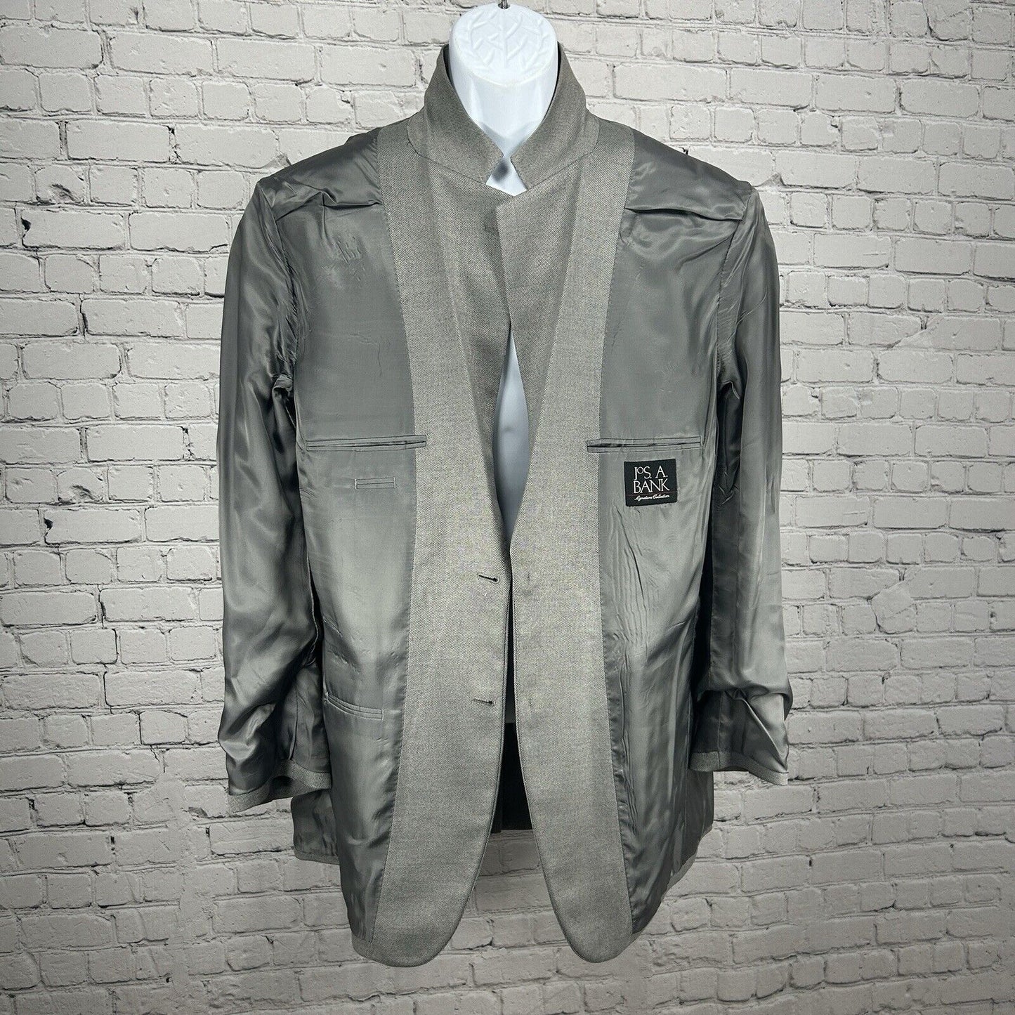 Jos A Bank Signature Gray Silk Camel Hair 2 Button Vented Suit Jacket Size 44L