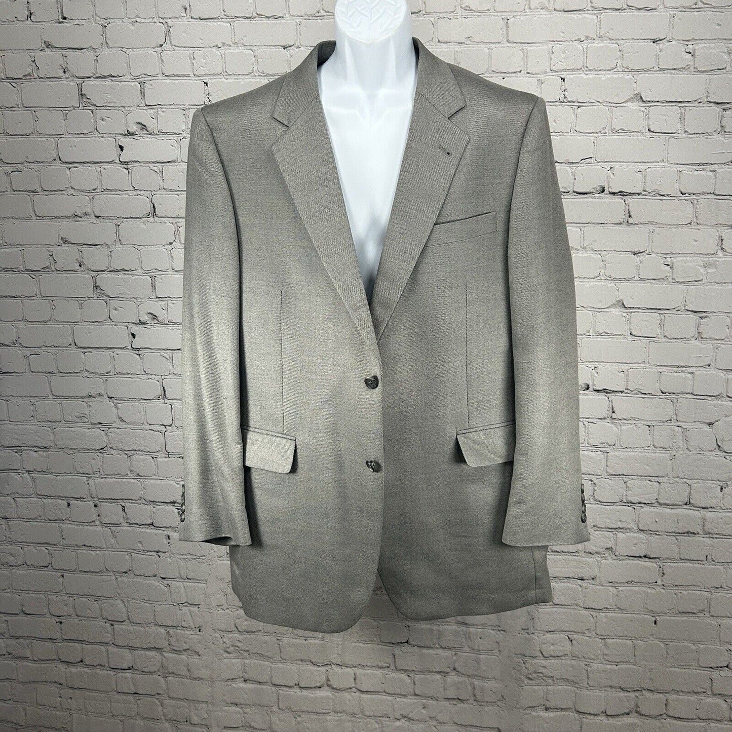 Jos A Bank Signature Gray Silk Camel Hair 2 Button Vented Suit Jacket Size 44L