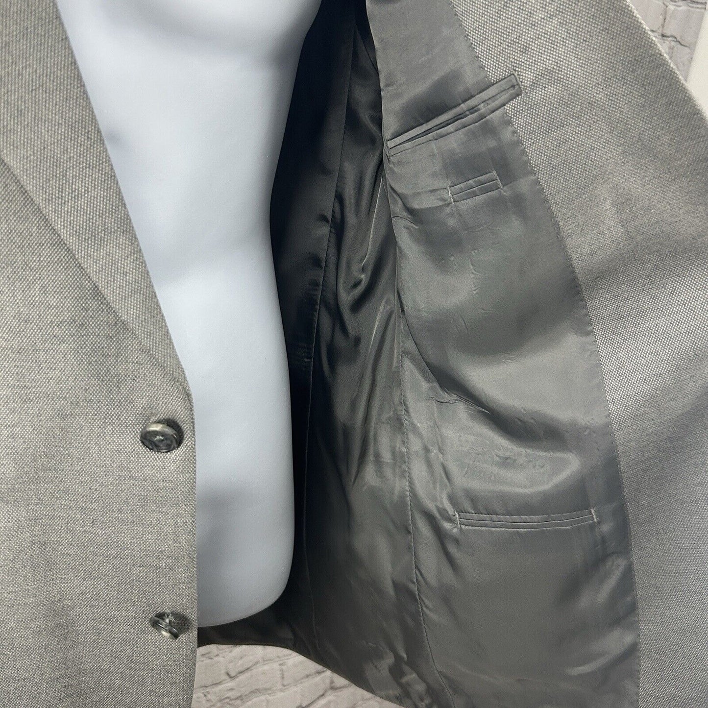 Jos A Bank Signature Gray Silk Camel Hair 2 Button Vented Suit Jacket Size 44L