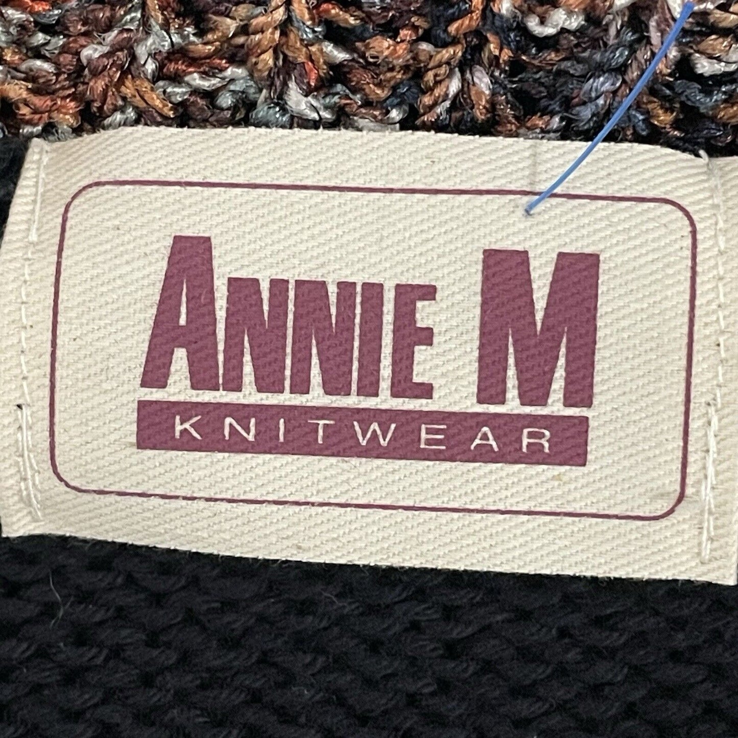 VTG Annie M Black Knitwear Wood Button Sweater Vest Collar USA Made Size Medium