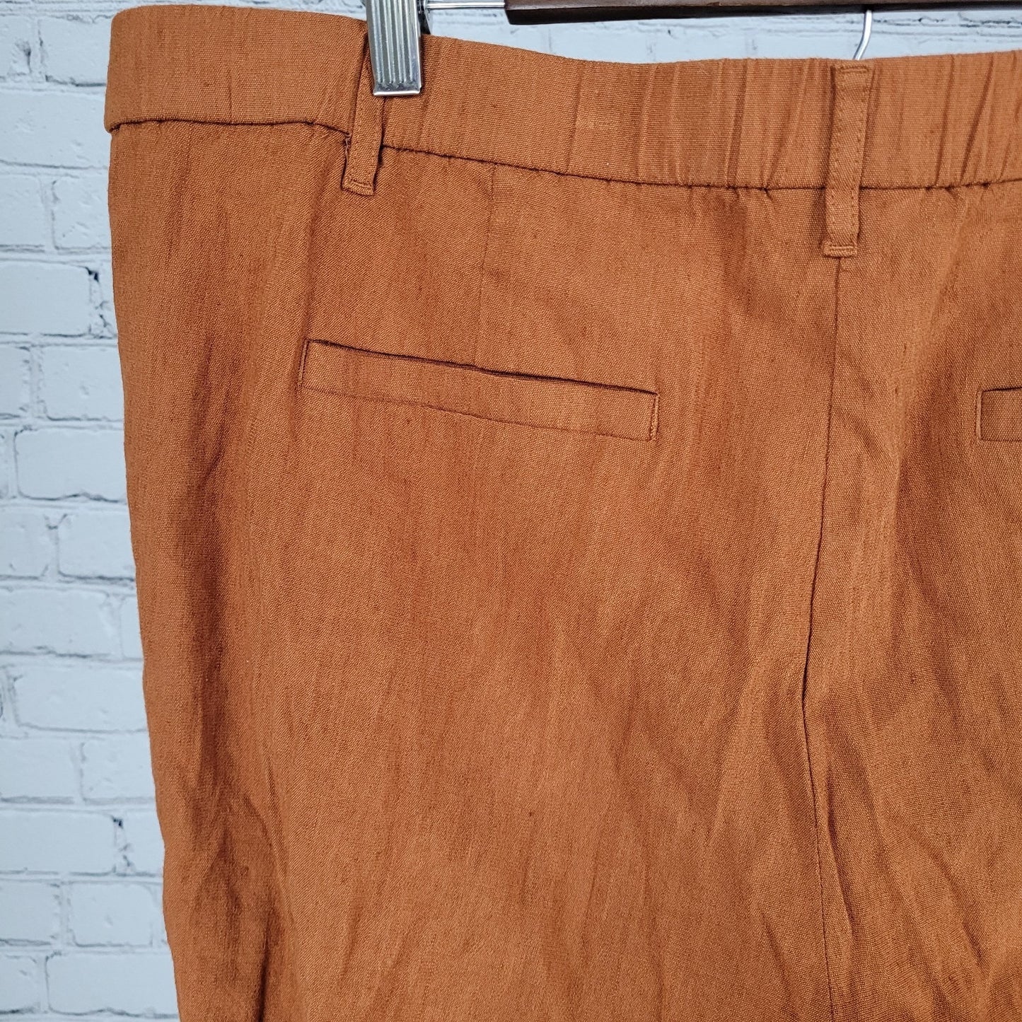 J Jill Orange Linen Blend Stretch Elastic Waist Pull On Pants Size 2X (38x24.5)