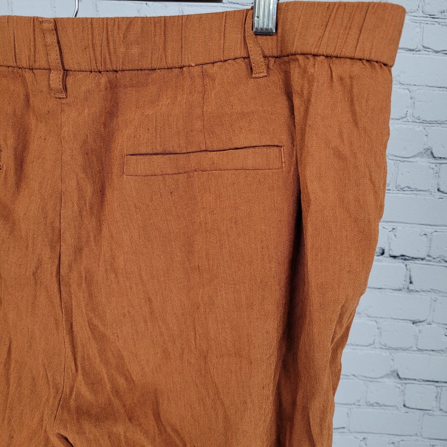 J Jill Orange Linen Blend Stretch Elastic Waist Pull On Pants Size 2X (38x24.5)