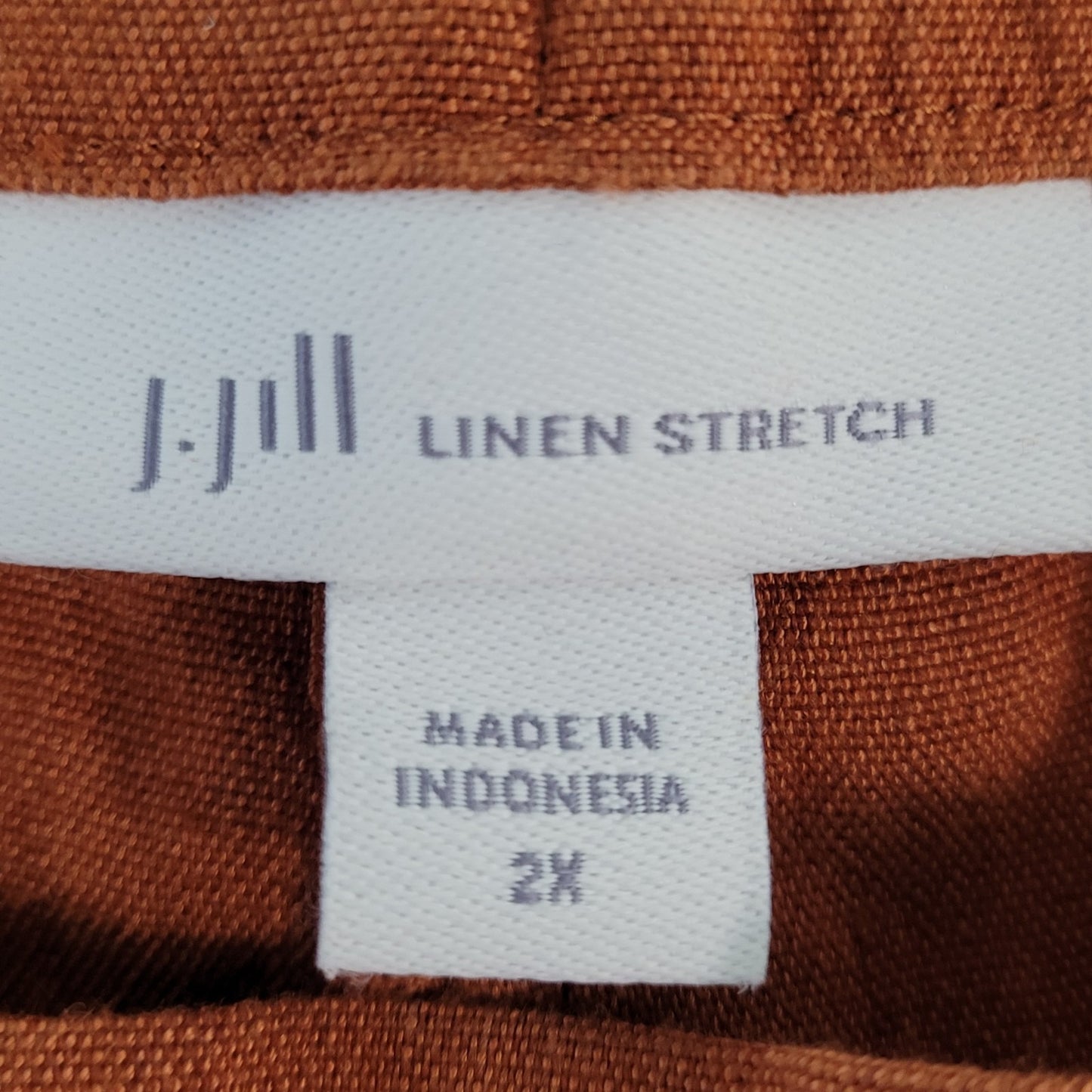 J Jill Orange Linen Blend Stretch Elastic Waist Pull On Pants Size 2X (38x24.5)