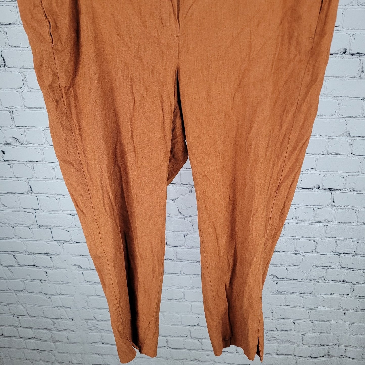 J Jill Orange Linen Blend Stretch Elastic Waist Pull On Pants Size 2X (38x24.5)