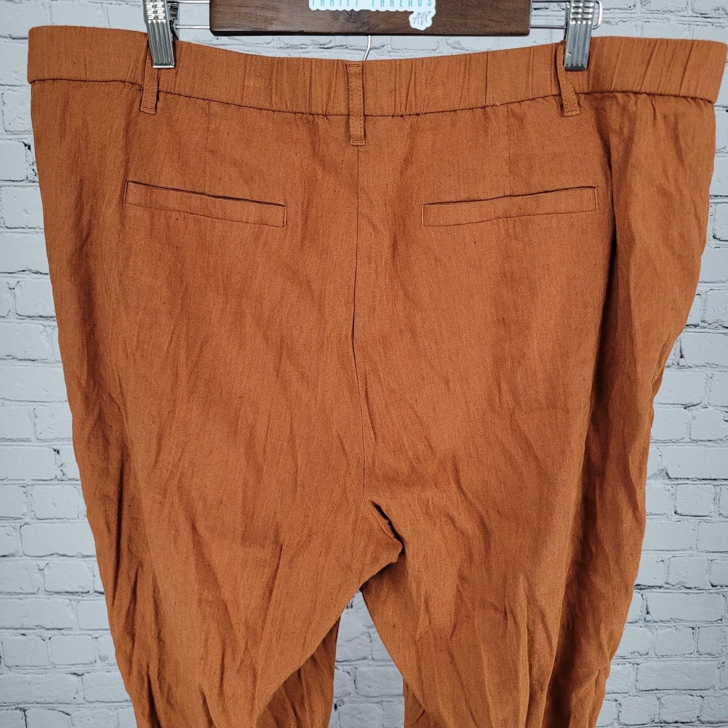 J Jill Orange Linen Blend Stretch Elastic Waist Pull On Pants Size 2X (38x24.5)