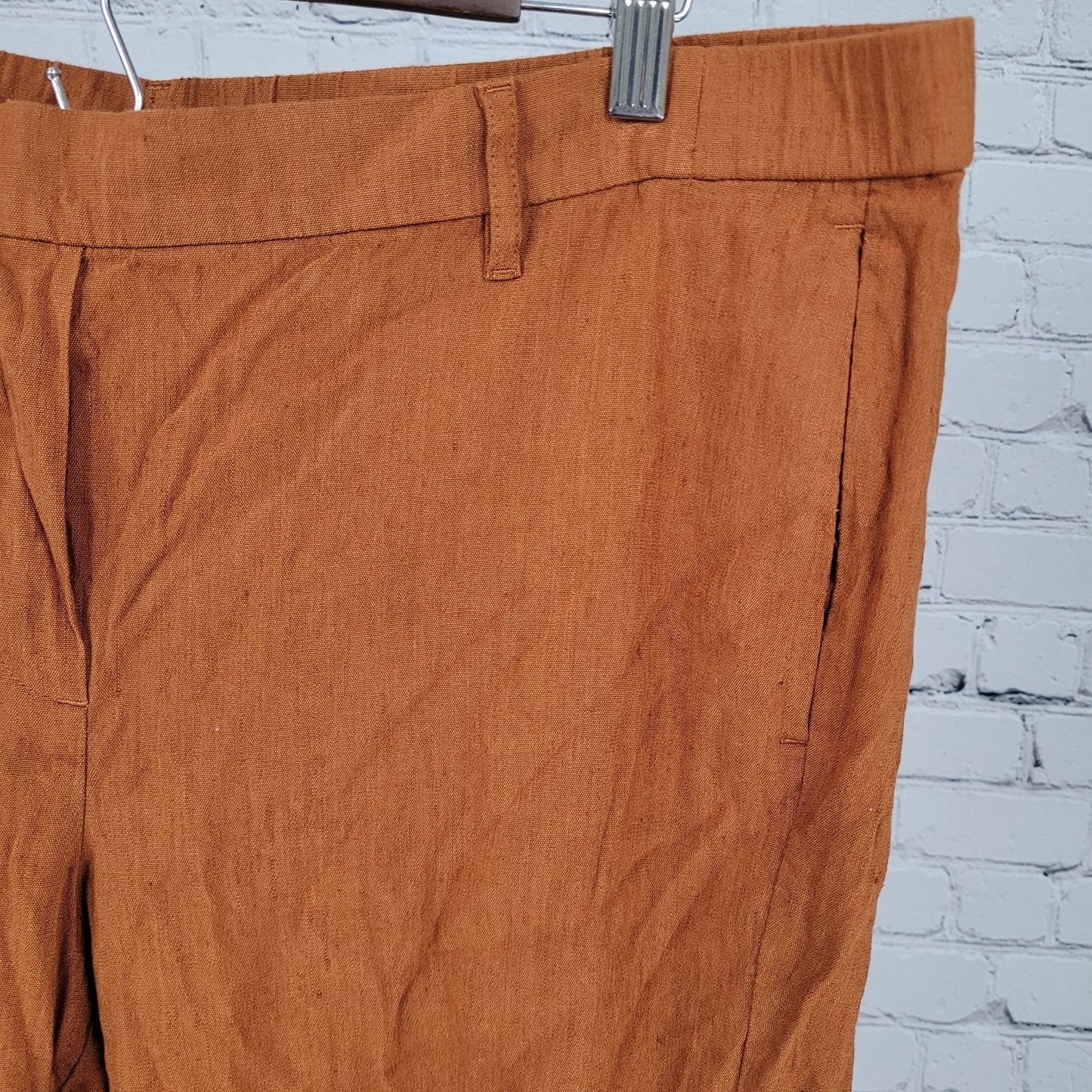 J Jill Orange Linen Blend Stretch Elastic Waist Pull On Pants Size 2X (38x24.5)