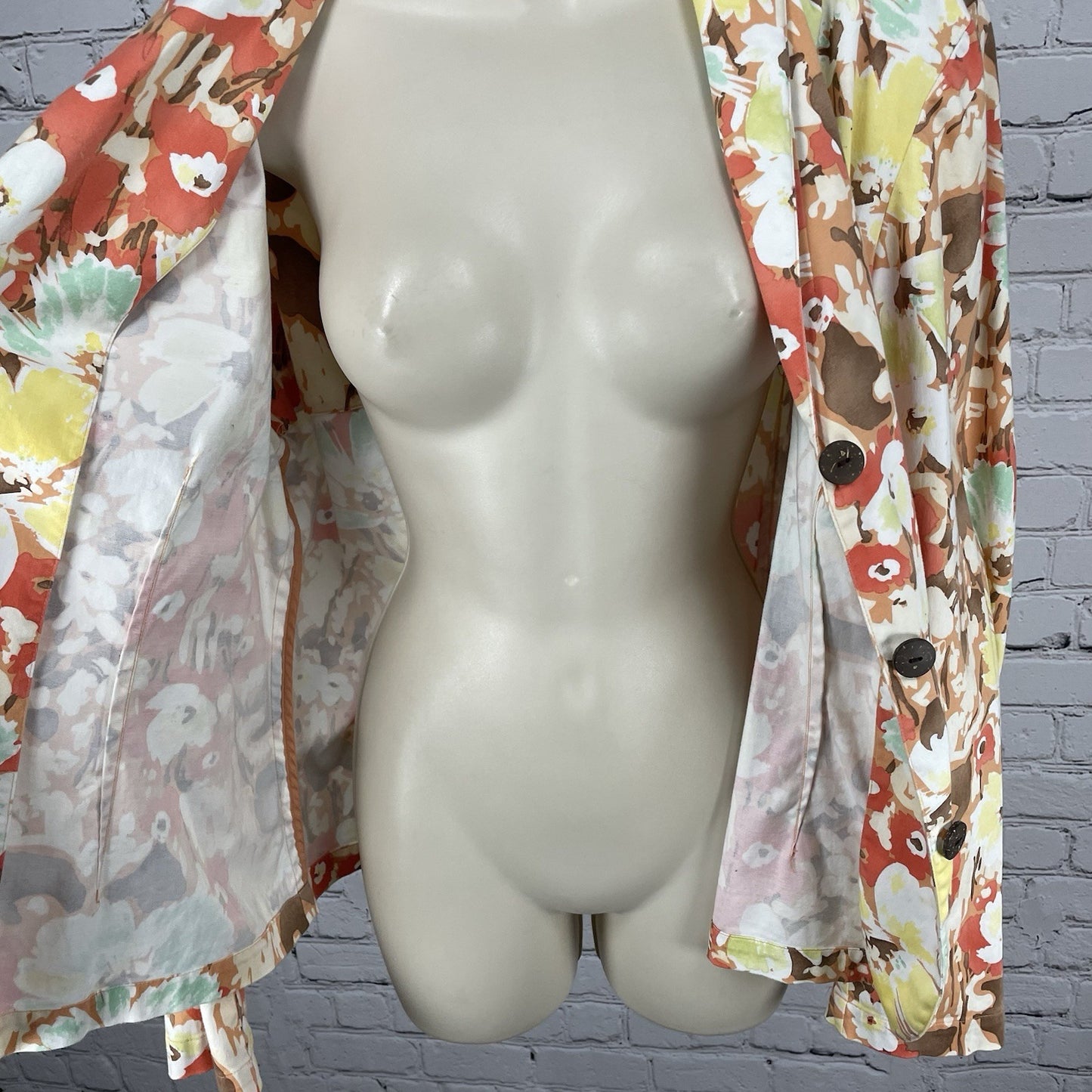 Coldwater Creek Floral Cotton Lightweight 3 Button Blazer Jacket Size Large L