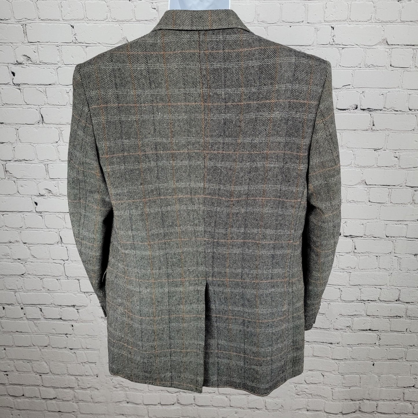 Farah Grey Wool Blend Herringbone Check 2 Button Blazer Sport Coat Size 38R