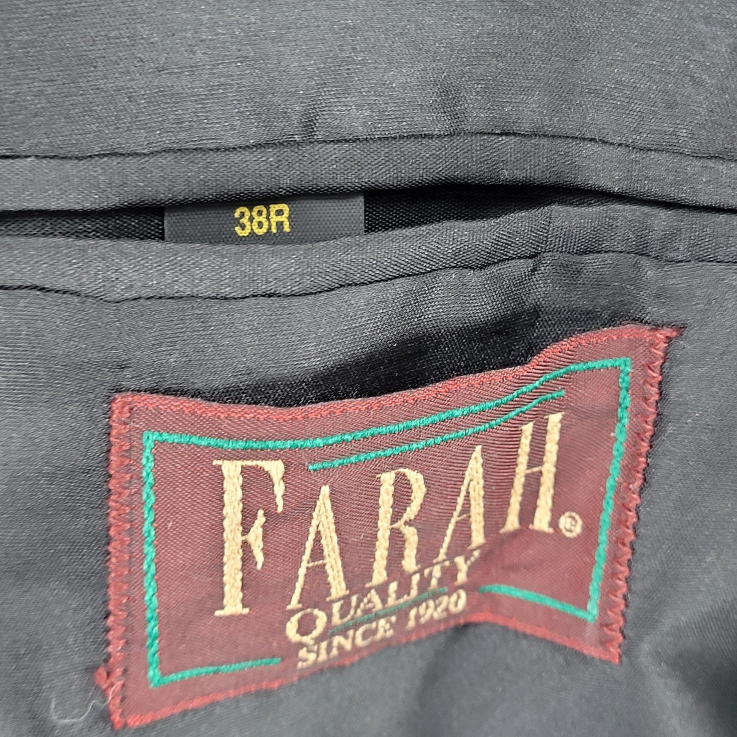 Farah Grey Wool Blend Herringbone Check 2 Button Blazer Sport Coat Size 38R