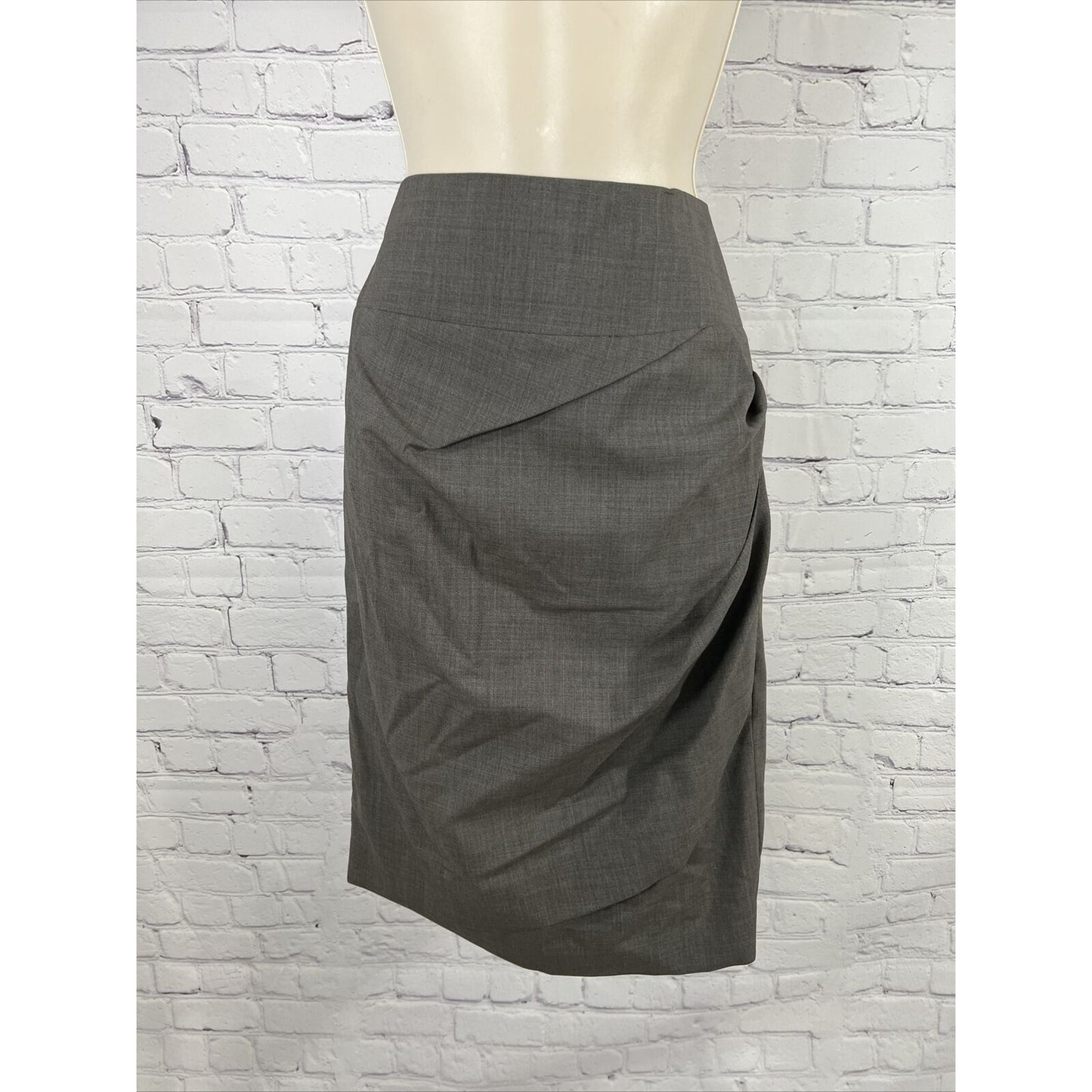 NWT ELEVENTY Womens Size 42 Gray Wool Blend Side Pleated Pencil Skirt Italy New