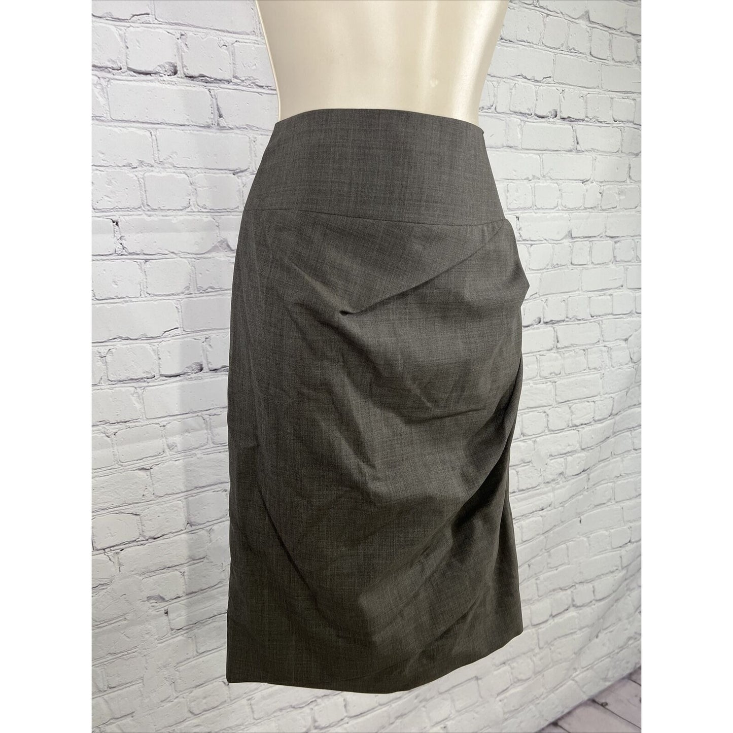 NWT ELEVENTY Womens Size 42 Gray Wool Blend Side Pleated Pencil Skirt Italy New