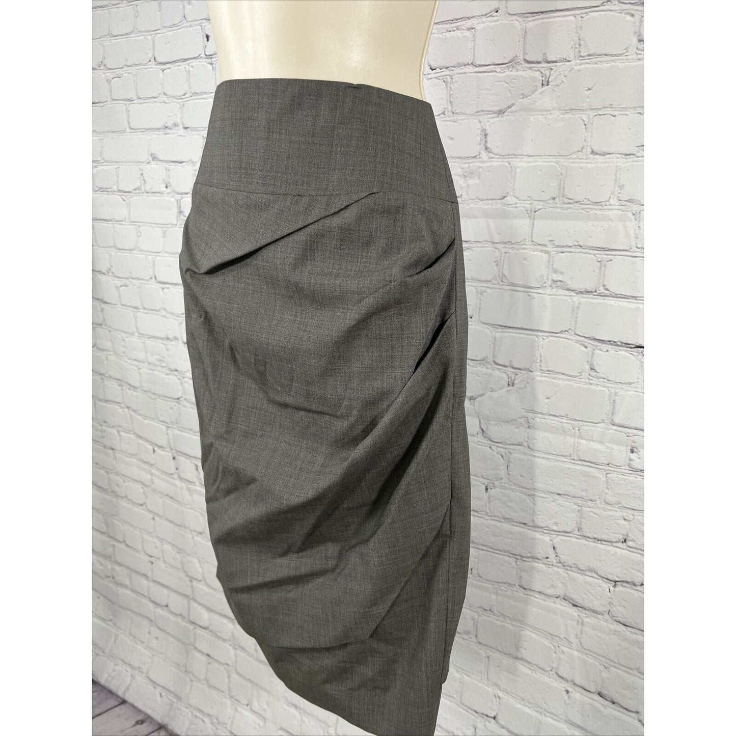 NWT ELEVENTY Womens Size 42 Gray Wool Blend Side Pleated Pencil Skirt Italy New