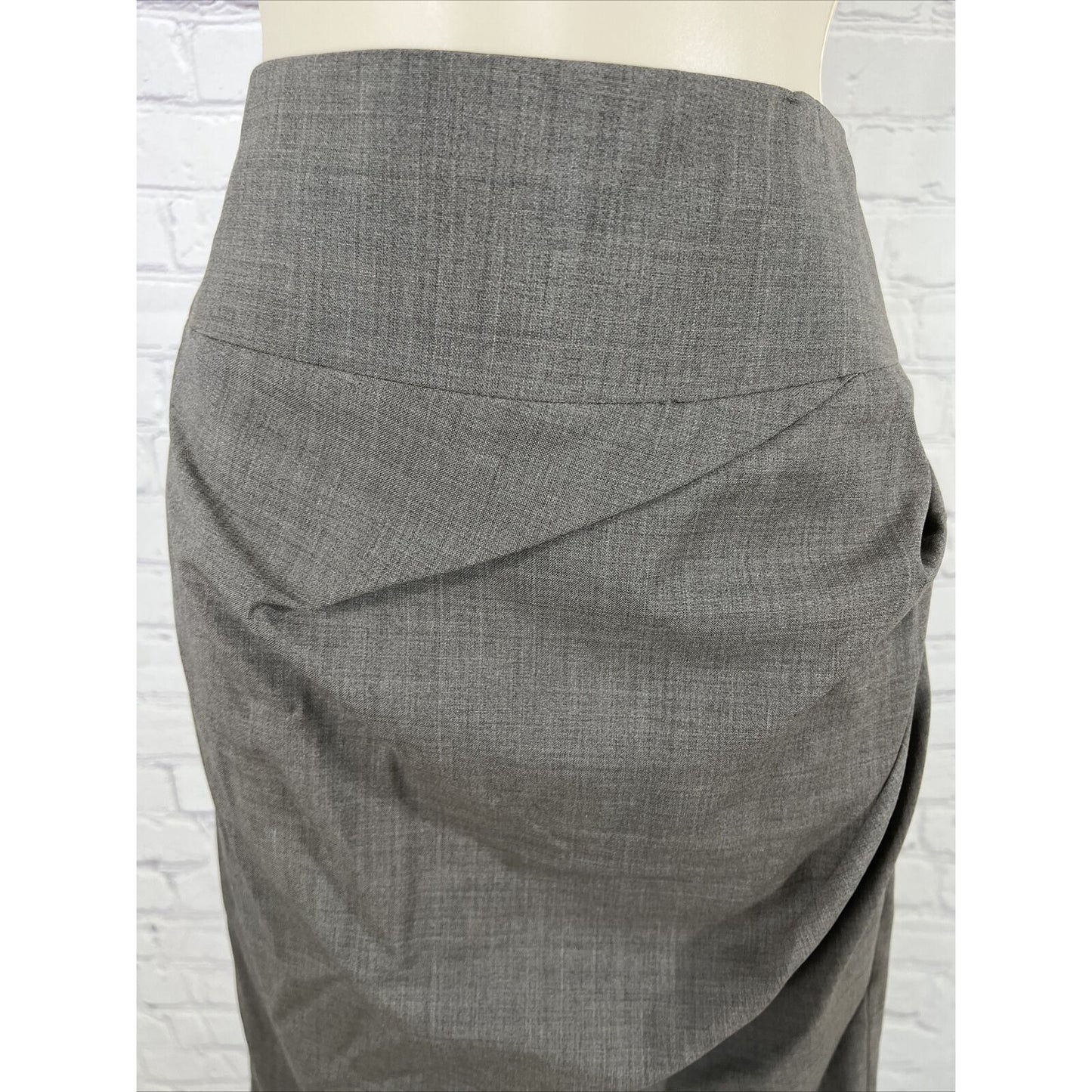 NWT ELEVENTY Womens Size 42 Gray Wool Blend Side Pleated Pencil Skirt Italy New