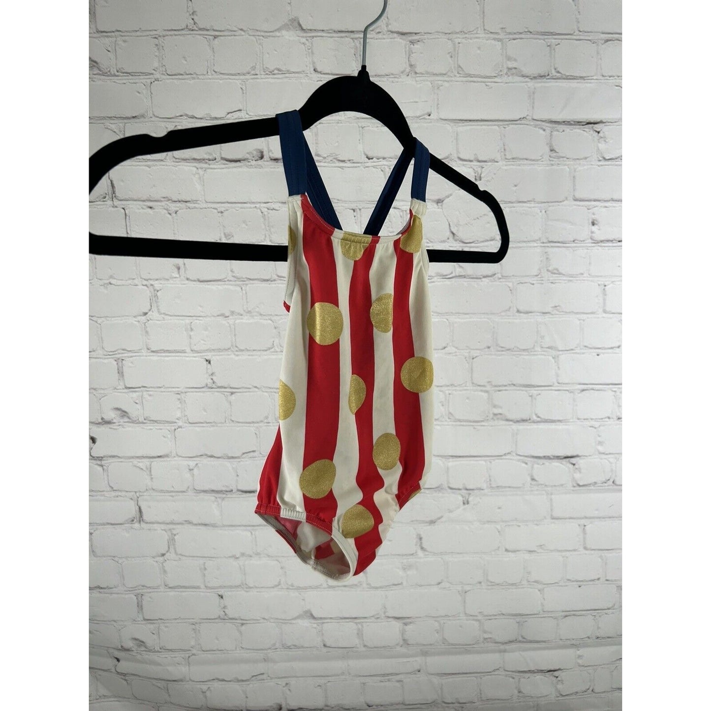 Mini Boden Red White Blue Gold One Piece Swimsuit Youth Girls 2-3Y 98cm