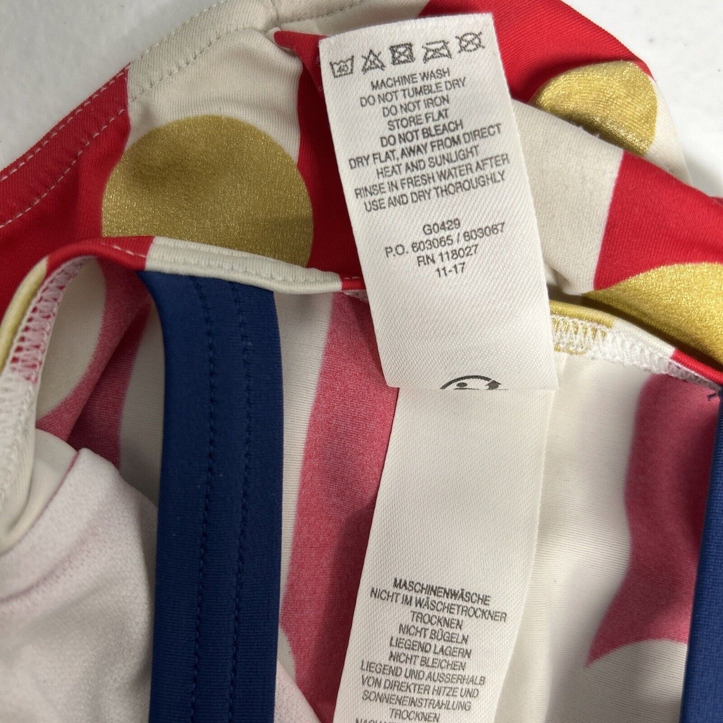Mini Boden Red White Blue Gold One Piece Swimsuit Youth Girls 2-3Y 98cm