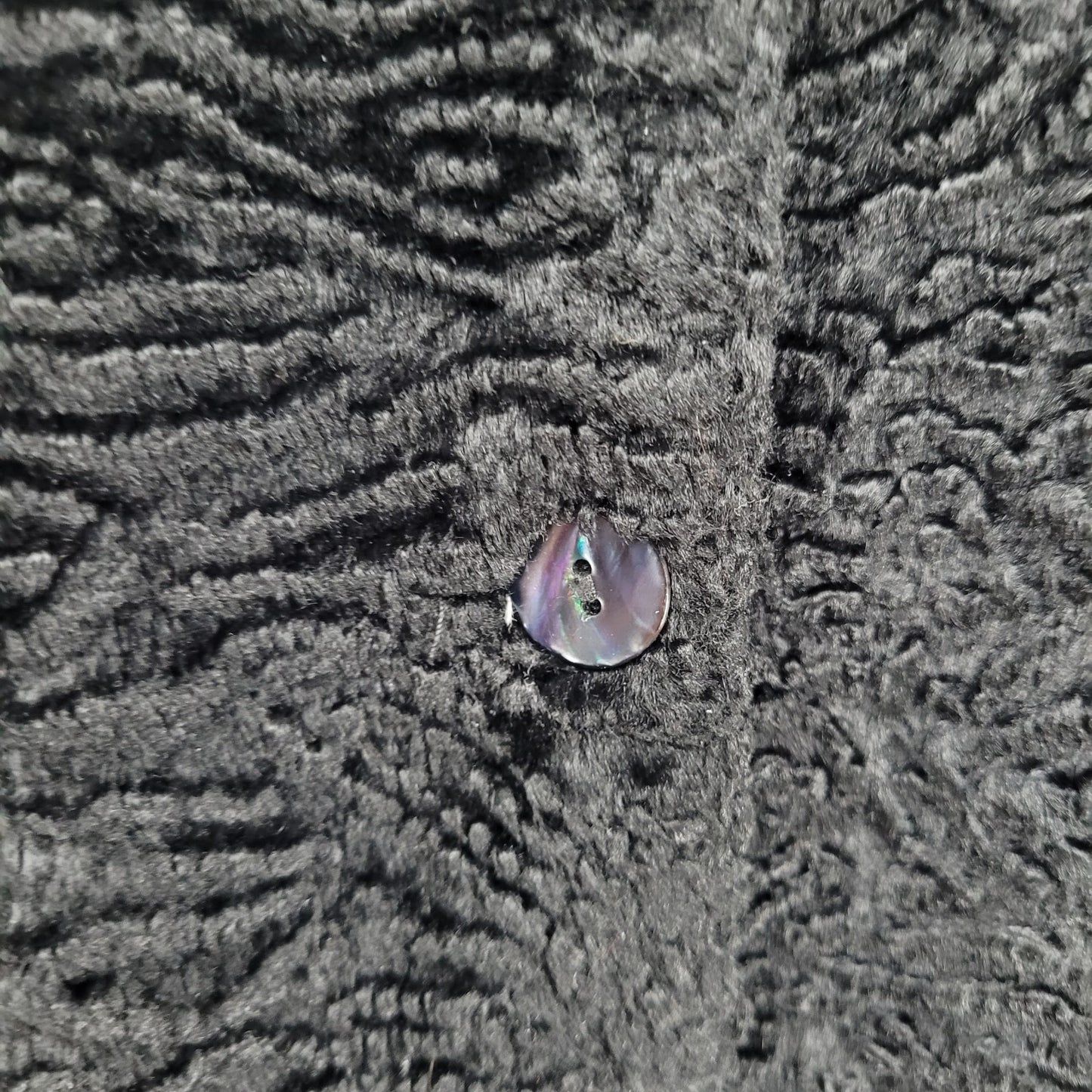 Chico's Black Textured Faux Fur Buttoned Band Collar Over Coat Size 3 US 16
