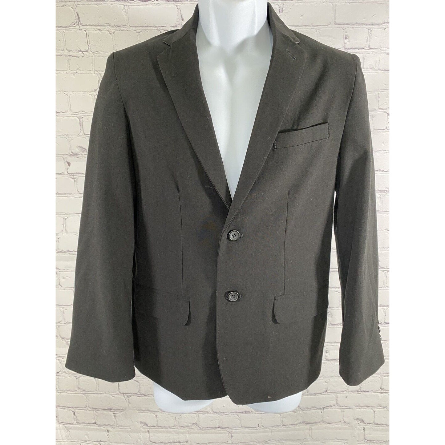 Van Heusen Black Two Button Blazer Notch Lapel Boys Size 14 Husky